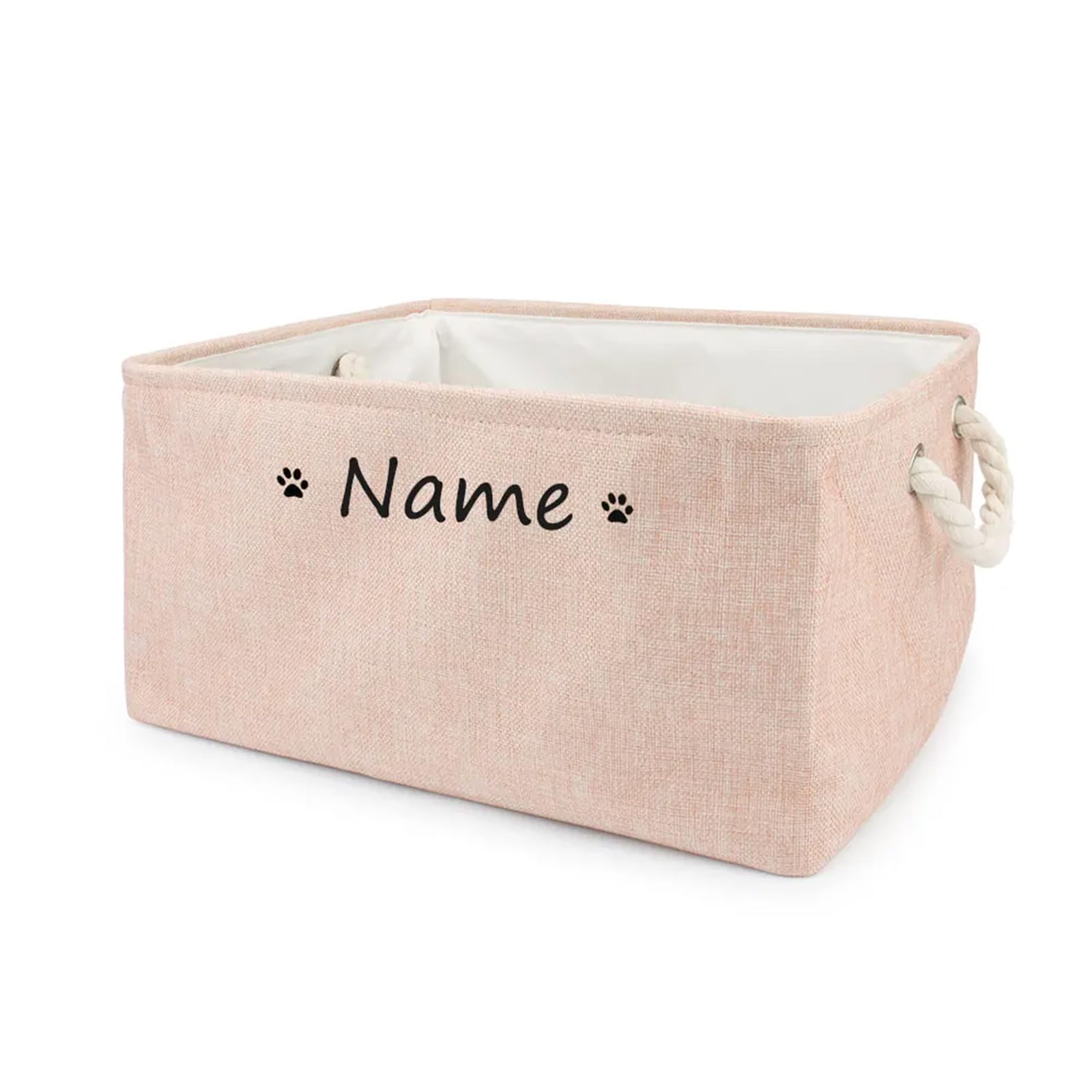 yky Personalized Pet Dog Toy Storage Basket,Dog Toy Box Customized,Customized Dog Basket, Customizable Dog Toy Box (Pink,M 34x25x16cm)