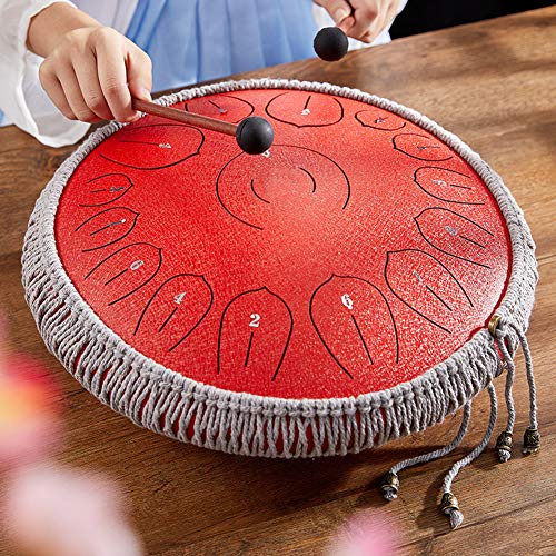 Steel Tongue Drum 14 pulgadas 15 notas rojo miniatura 1