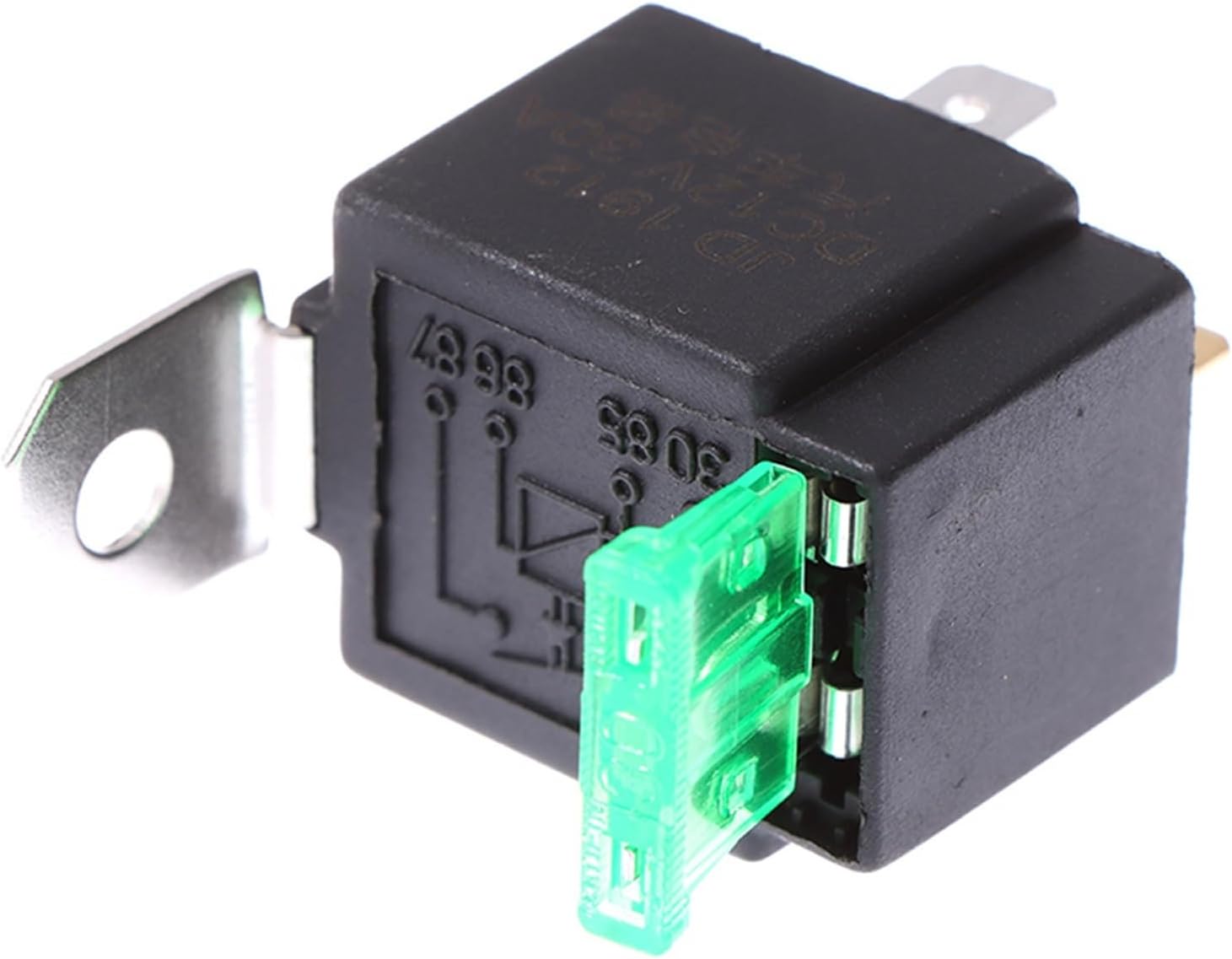 Black DC 12V 30A Metal with Cable Socket with Insurance Heavy Duty Relay 4 Pin Fuse Blown