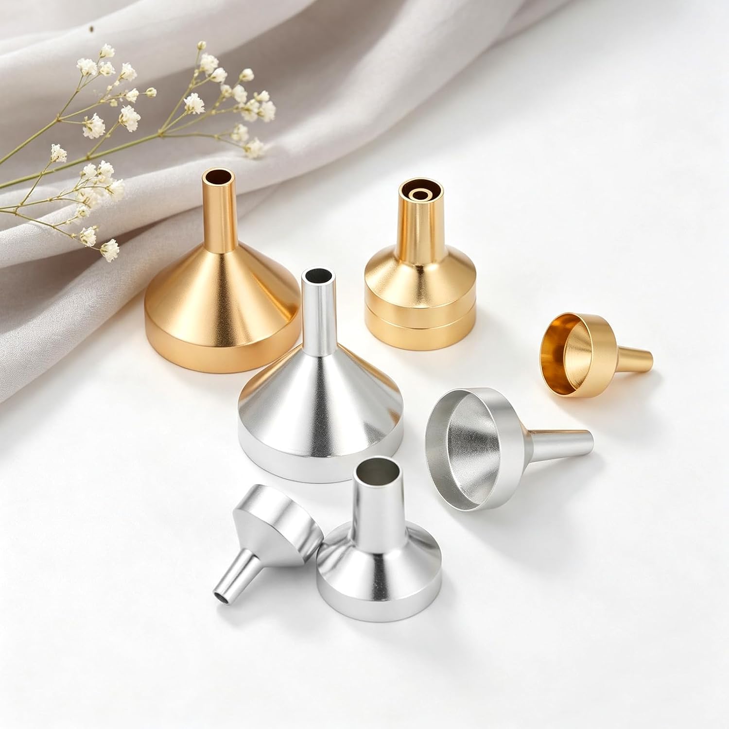 8PCS 4 Size Mini Metal Funnel for Filling Small Bottles