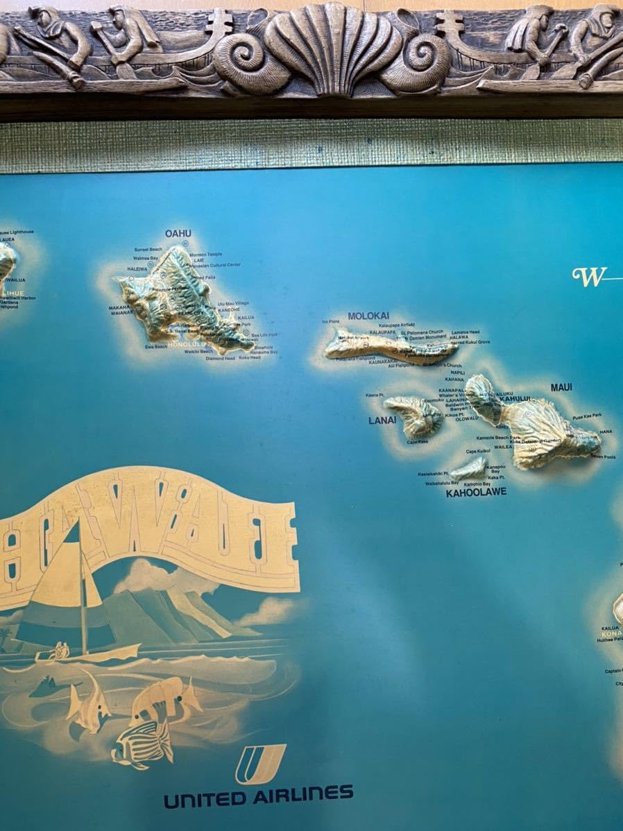 ユナイテッドエアライン メネフネ Hawaii ハワイ 地図 ビンテージ ユナイテッドエアライン メネフネ Hawaii ハワイ 地図