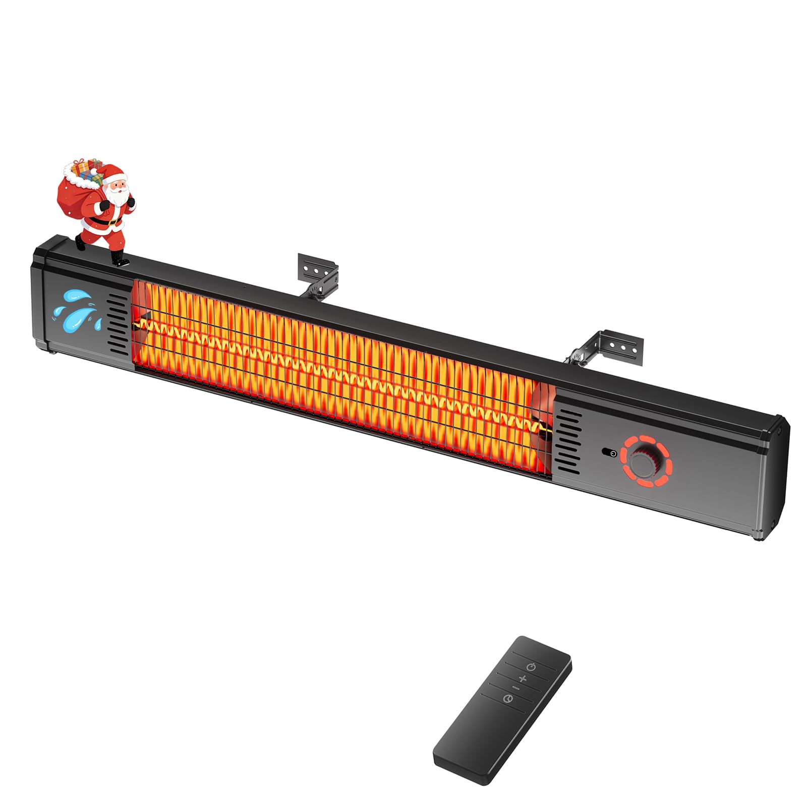 Patio Heater for Outdoor Use 1500W, 8H Timer, Waterproof, Infrared Electric Wall-Mounted Patio Heater, 8 Levels Heating for Garage Backyard Black