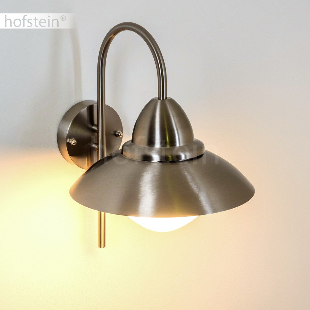 HOFSTEIN Außenwandleuchte Gielas, Außenwandlampe aus Metall/Milchglas in Edelstahl/Weiß, Wandleuchte Down außen im modernen Design, E27, IP44, Hof, Eingangsbereich, Terrasse, Haustür
