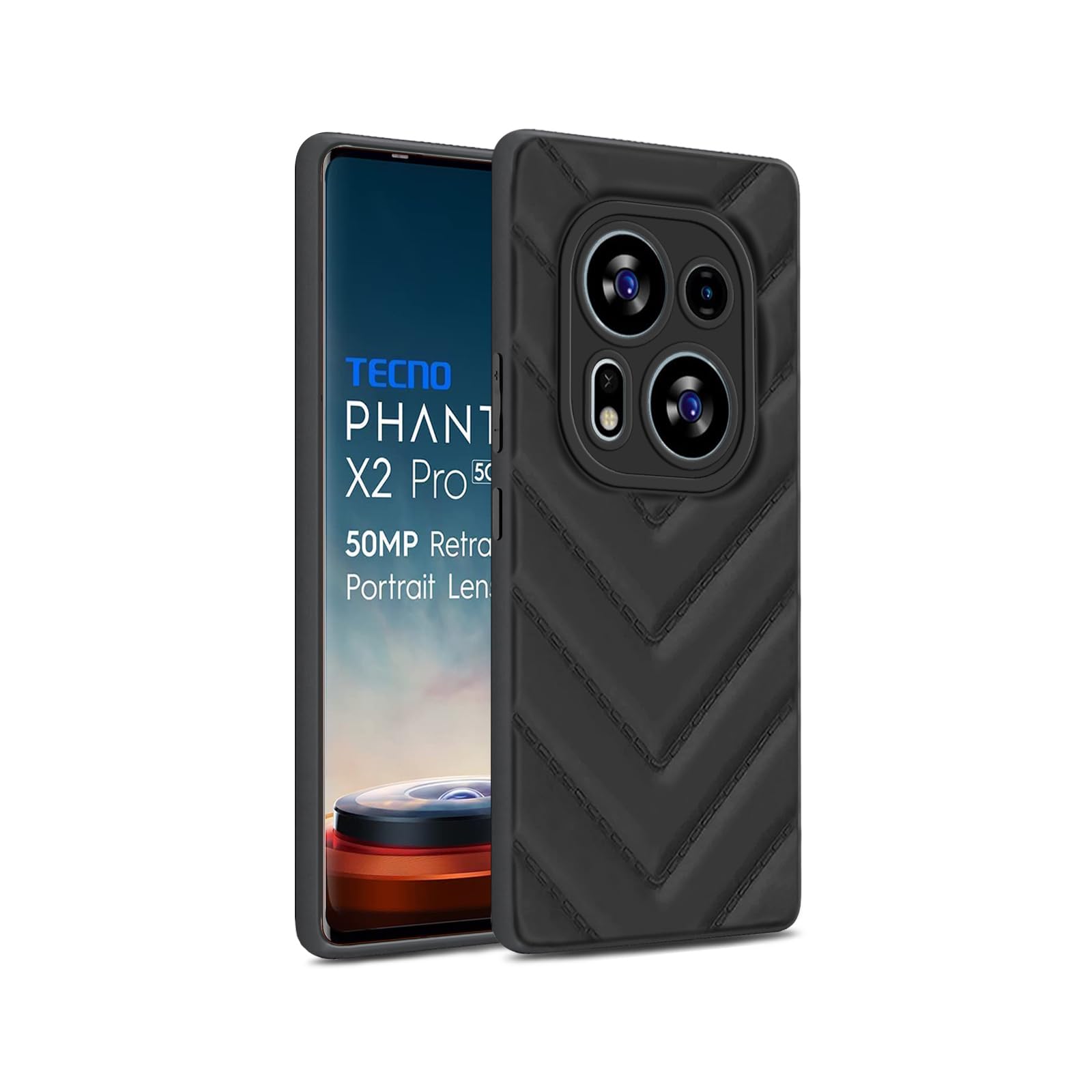 Plus Wave Cushioned Case Camera Protection Soft Back Cover for Tecno Phantom X2 Pro - Black (B0DH51GDBK) Amazon Price History, Amazon Price Tracker