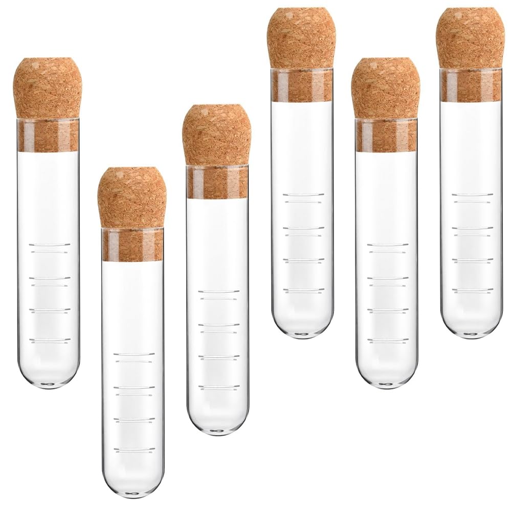 CTRLZS 6 Pcs Glass Strainers with Cork Lid Reusable Glass Diffuser for Tea,Clear Tea Strainer for Cups,Mugs