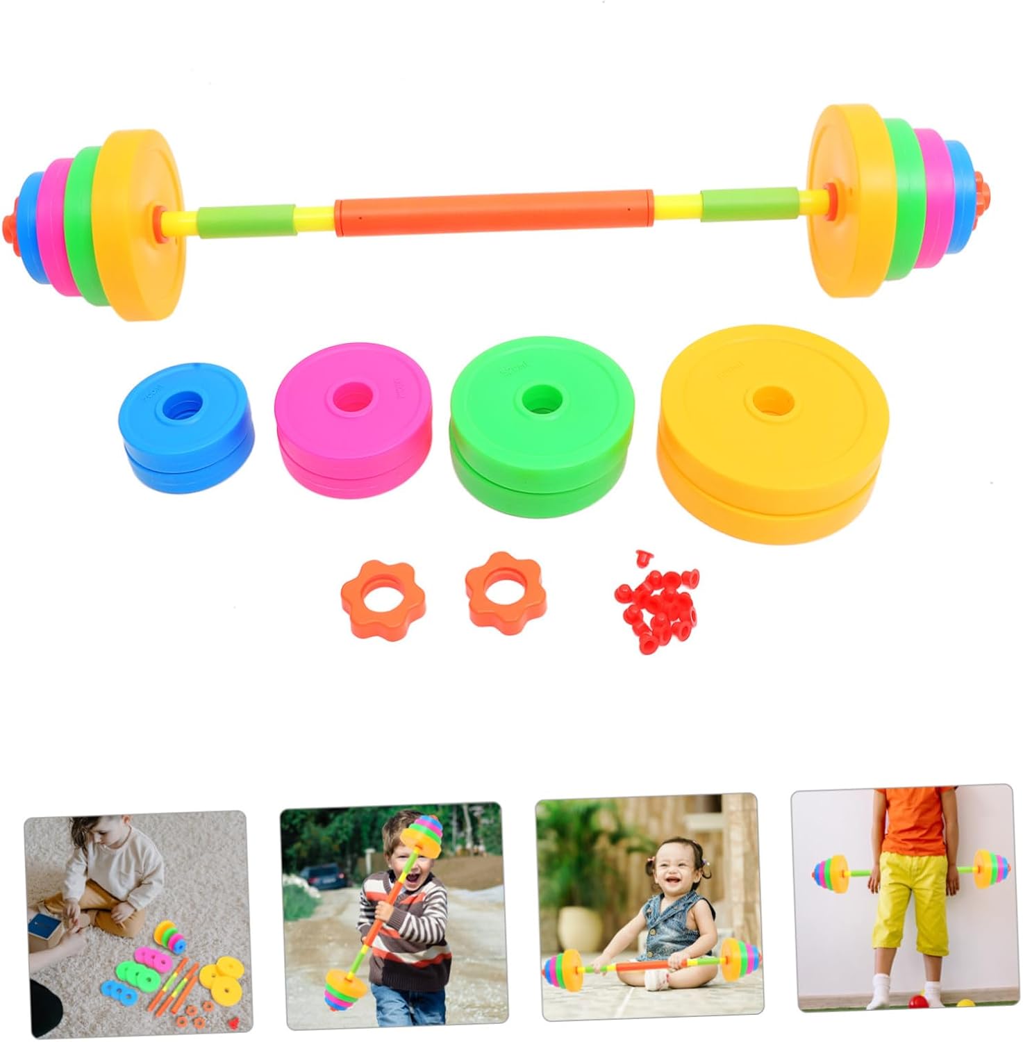 Adjustable Plastic Dumbbells for Boy Girl Weight Training Toy for Arm Strength Fillable with Water Sand Bright Colors for Boys Girls Fun Morning Exercise Barbell