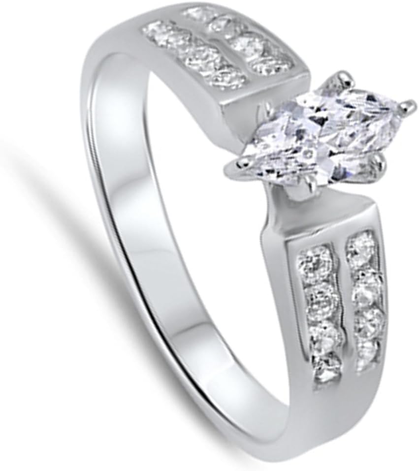CHOOSE YOUR COLOR Sterling Silver Marquise Ring