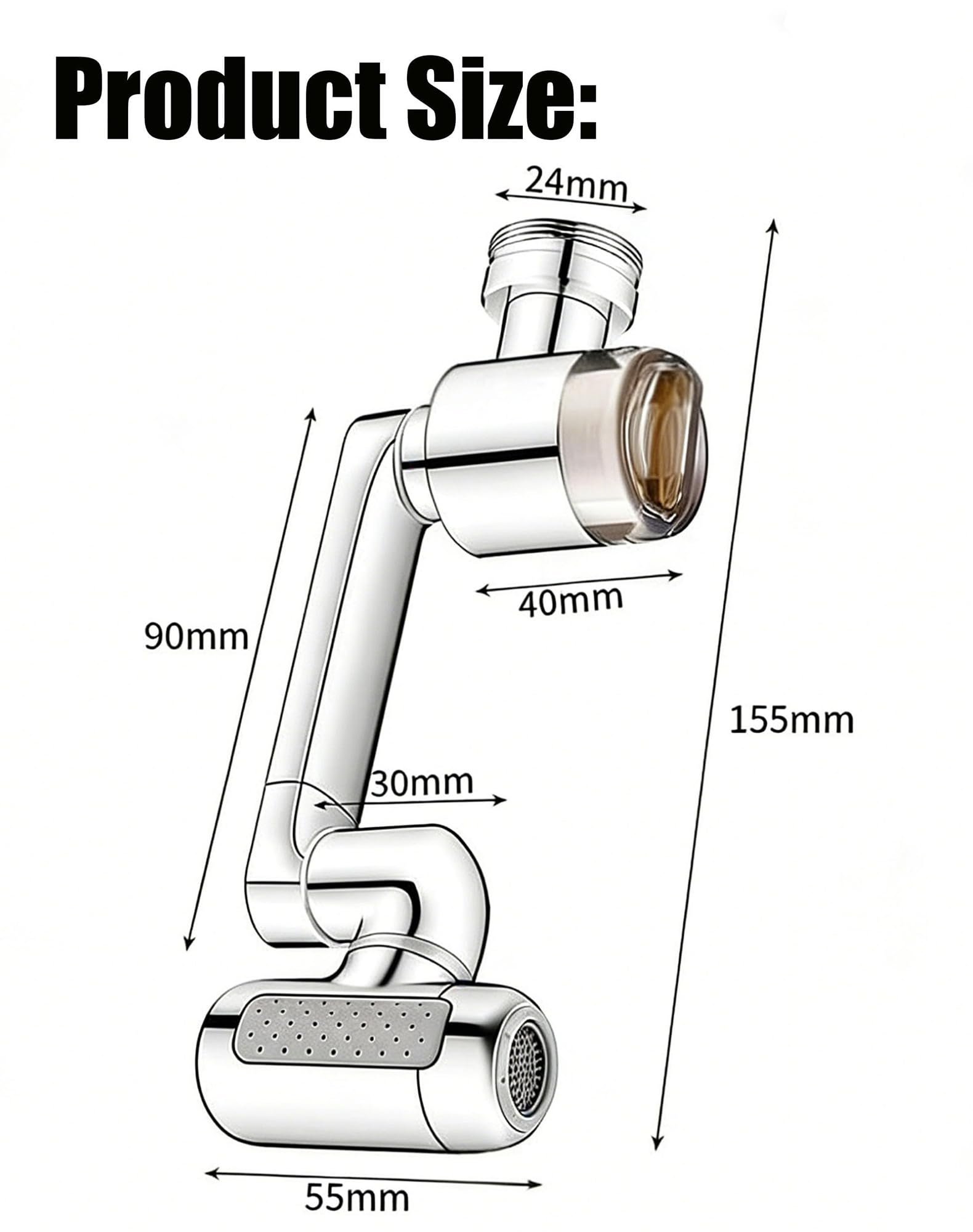 1080 Rotating Faucet Extender, Prolunga per Rubinetto Girevole, 4 Modalità di Erogazione dell'Acqua e Filtro Integrato, Doccetta Regolabile per Lavello, Ideale per Cucina e Bagno (2pcs)