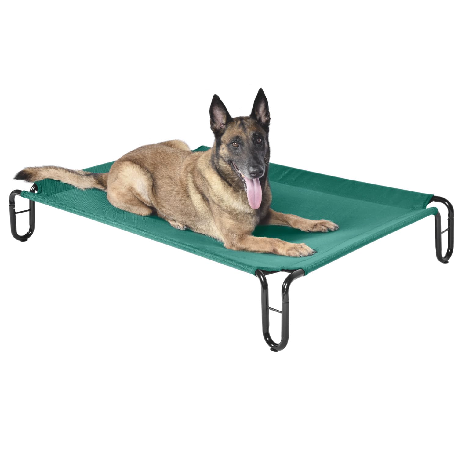 pettycare Elevated Outdoor Dog Bed - Raised Cots Bed for Large Dogs, Waterproof Pet Hammock Easy to Assemble, Cooling Frame Cot with Breathable Teslin Mesh, Durable, Non Slip, Up to 65 lbs,Green