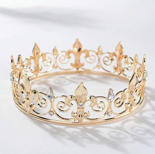 Elegant Royal King Crown – Gold Crystal Cake Topper & Photoshoot Prop