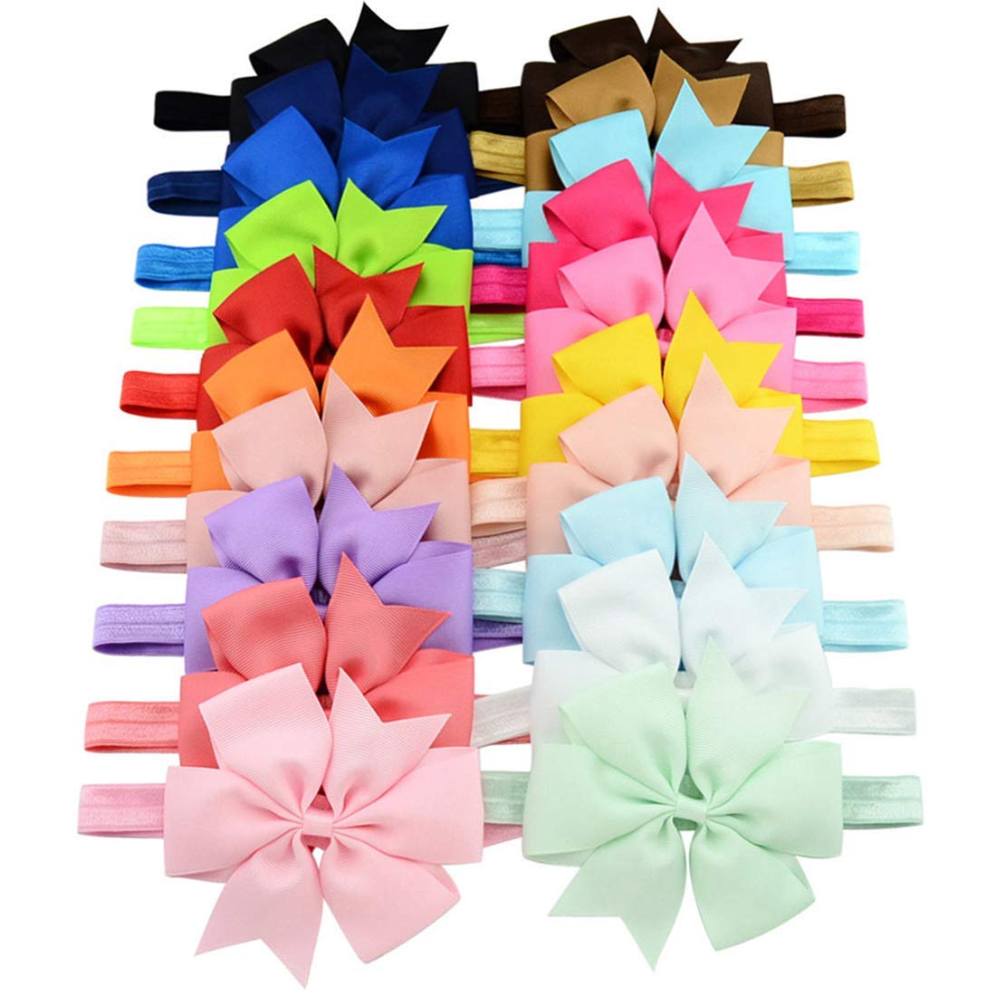 Baby Girls Headbands Grosgrain Ribbon 3" Hair Bows Headband Big Bow Hair Bands for Toddler (20)