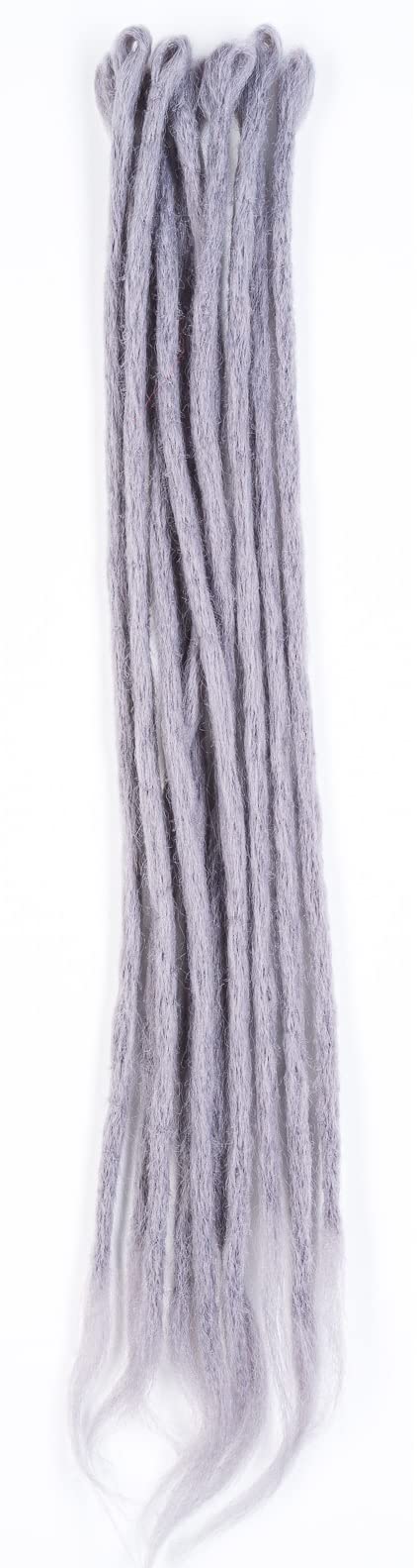 Dreadlab Grey - Synthetic Dreadlocks Crochet Extensions 10 Pack Single Ended (Grey)