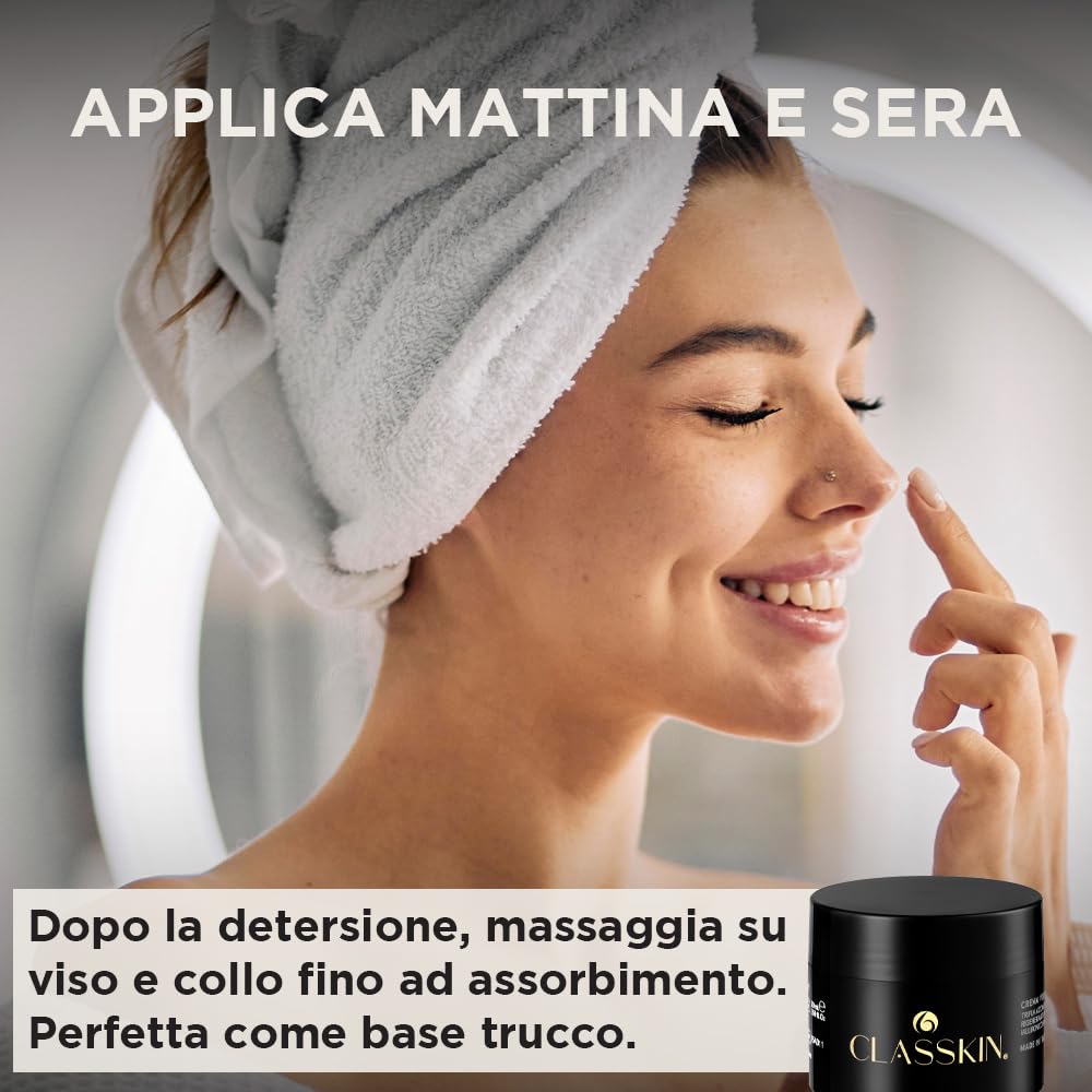 Classkin, Crema Viso Leggera Idratante Antirughe Rigenerante con Bakuchiol, Vitamina C, Acido Ialuronico e Niacinamide, Giorno e Notte per Pelle Luminosa,Uniforme e Tonica, Anti-Età Donna e Uomo,50 ml