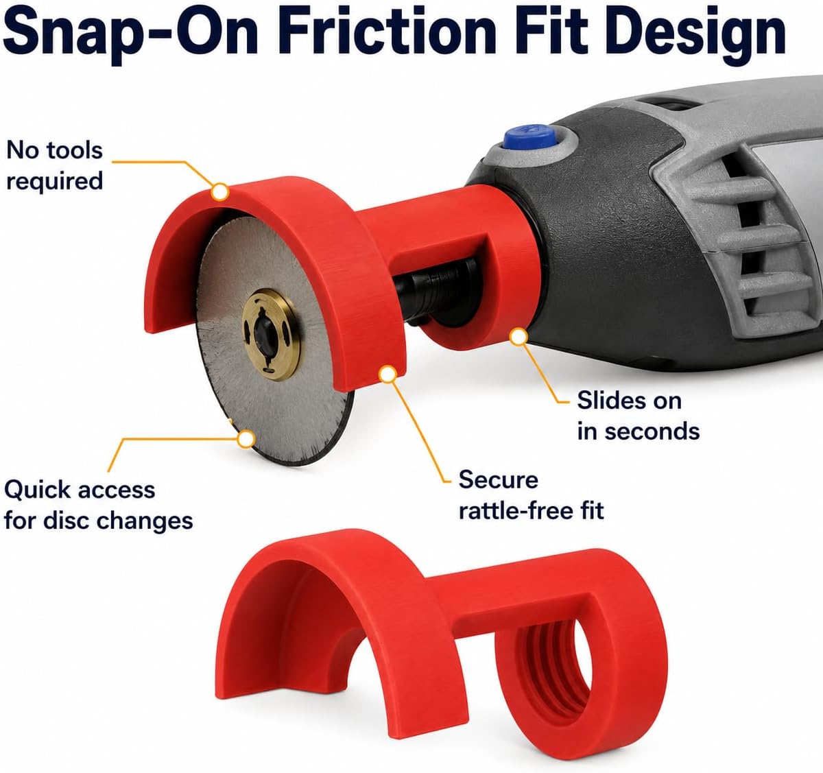 Cutting Disc Cover for Dremel 3000 Rotary Tool – Safety Guard Shield | Friction Fit Snap-On Design | No Tools Required | Protective Wheel Housing for Workshop and Home Use