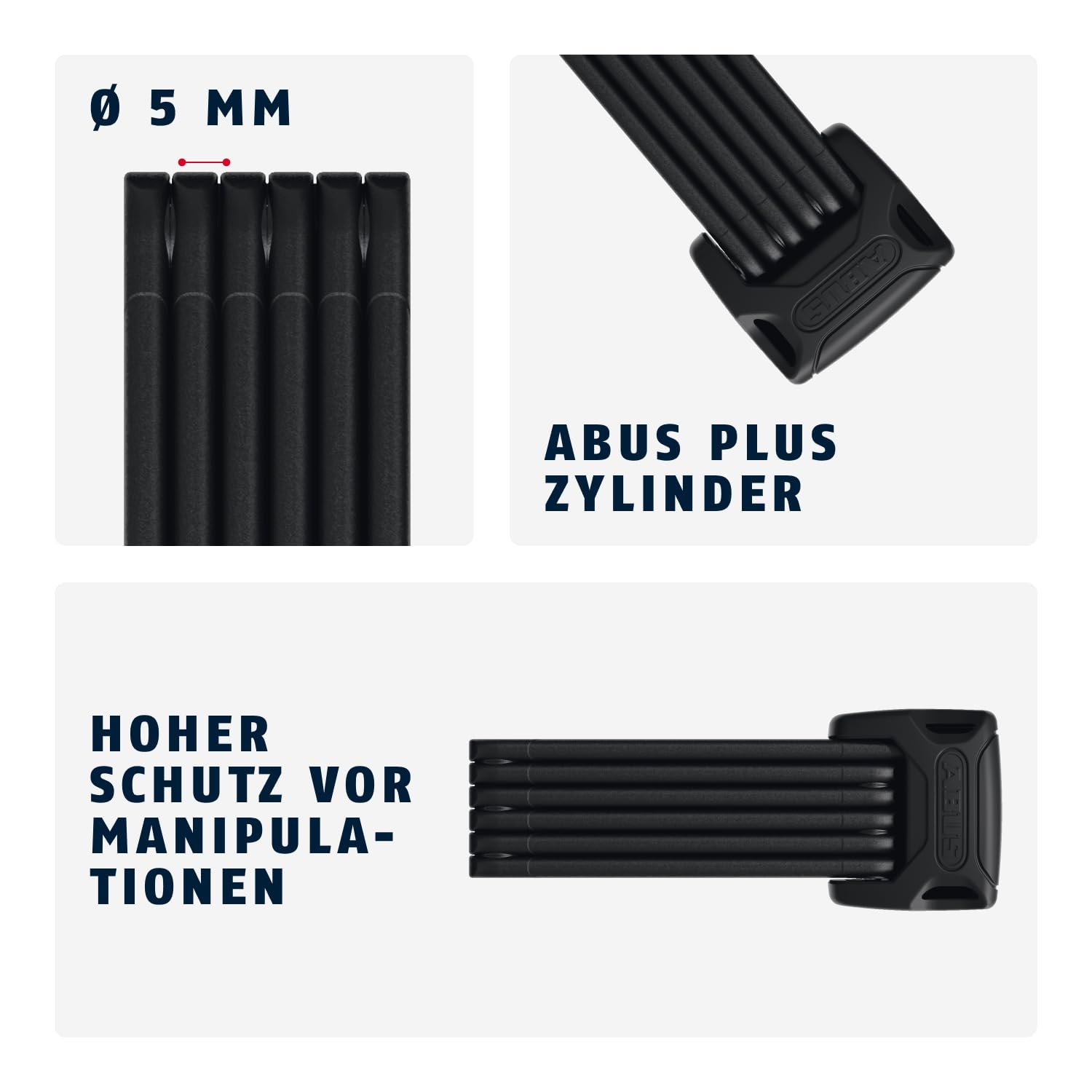 ABUS Faltschloss Bordo 6000K mit SH-Schlosshalter - Fahrradschloss mit XPlus Zylinder für hohen Manipulationsschutz - ABUS-Sicherheitslevel 10
