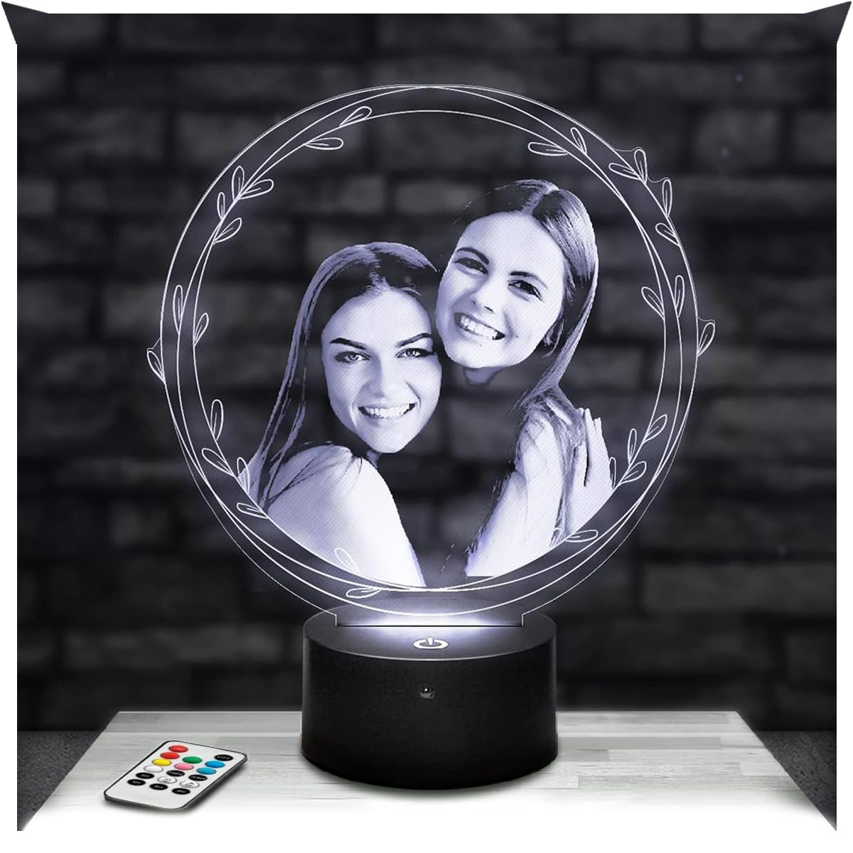 Lampephoto.fr, Personalised lamp with Photo, Laser Engraving, Customizable Text, Customized Lamp on plexiglass, Mother's Day Gift Idea, Christmas, Birthday, Valentine's Day