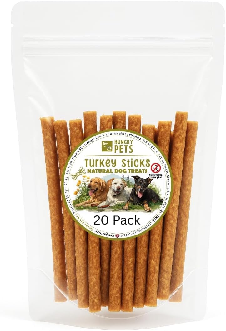 Hungry Pets Turkey Sticks – 20 Pack (10cm) | 100% Natural Turkey Dog Treats