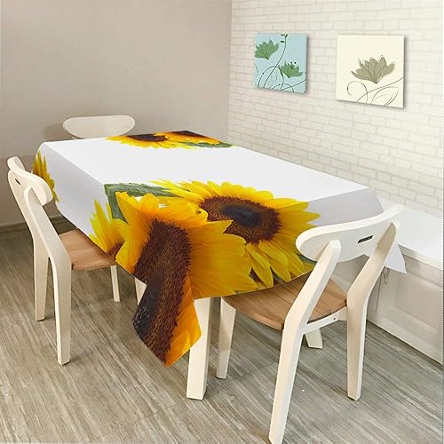 Miniatura 2 de Moslion Mantel rectangular decorativo con diseño de girasoles y pétalos florales, para comedor, barbacoa, picnic, mesa auxiliar, 60 x 84 pulgadas