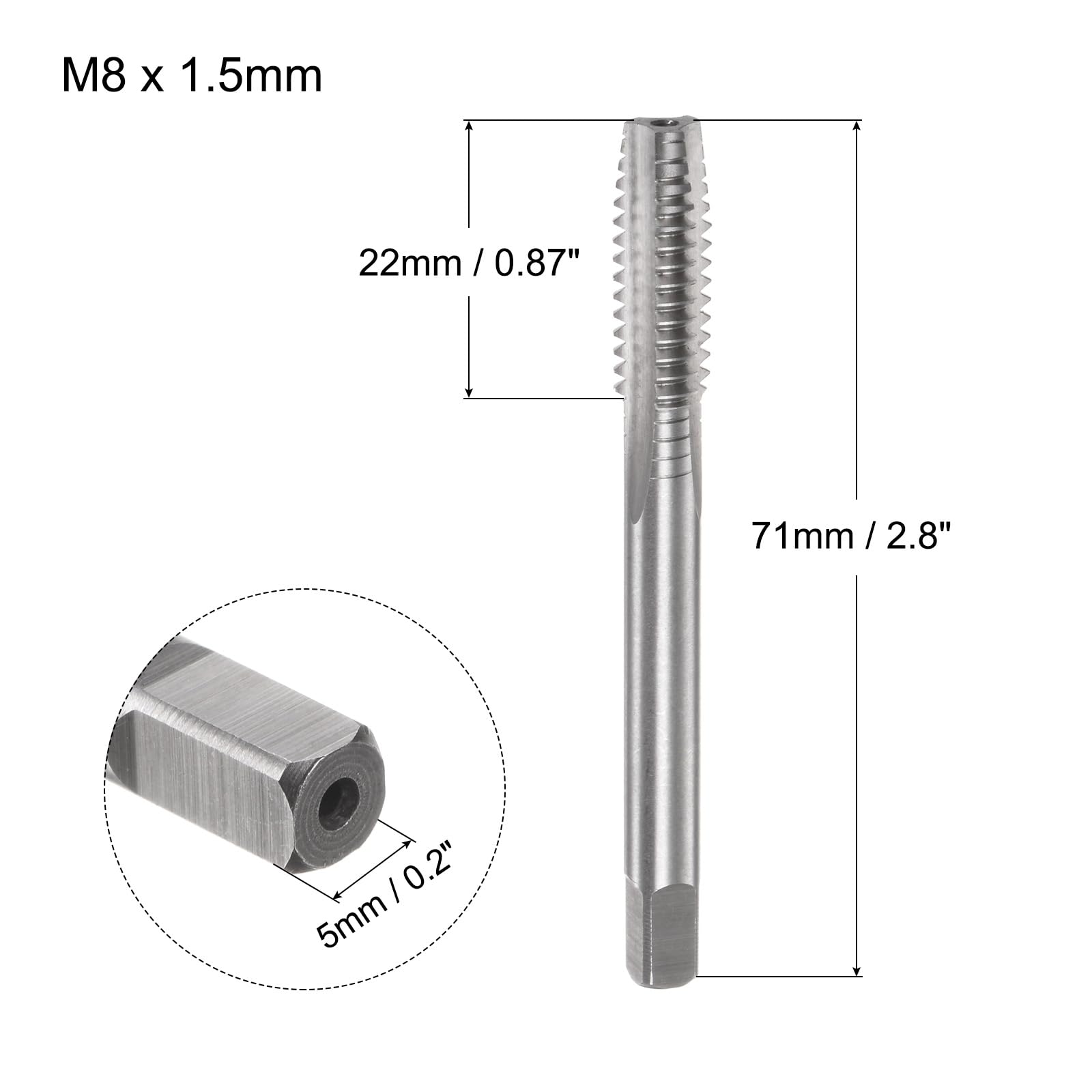 sourcing map Metric Machine Thread Milling Tap M7 x 1 H2 Titanium