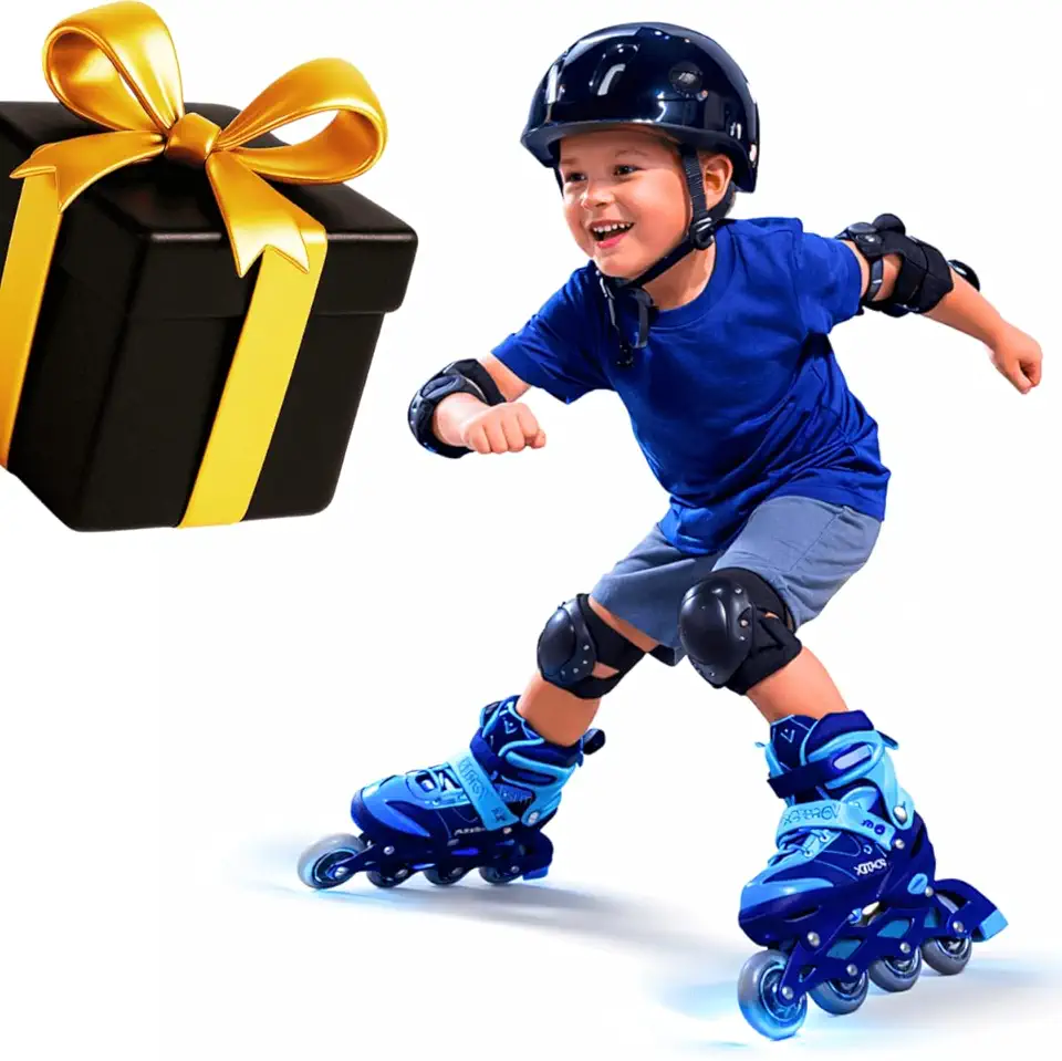 Kit Patins infatil para iniciante amador treino menino menina 5 anos masculino feminino rodinhas inline com led modelo ajustável de tamanho + capacete joelheria cotoveleira