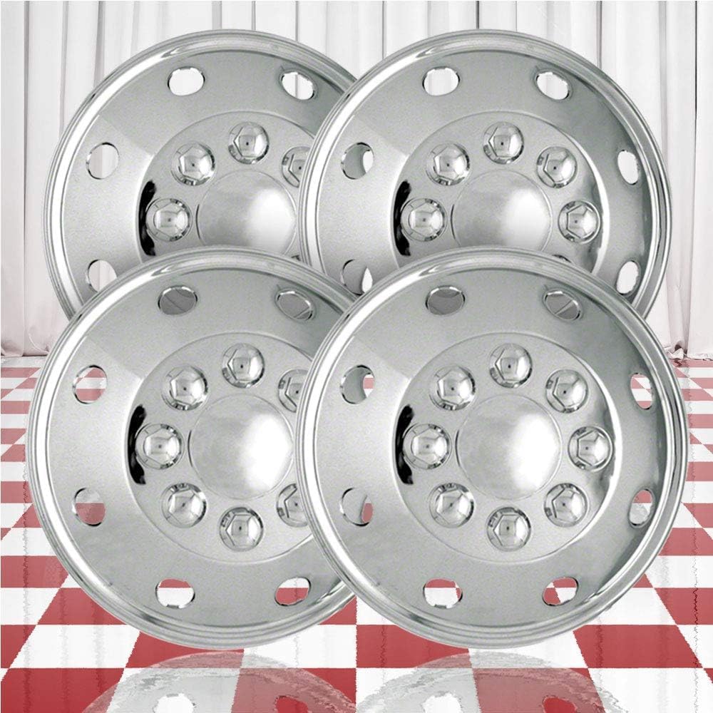 Set of 4 16.5" Metal Clip Retention Chrome 8 Hole Wheel Simulators