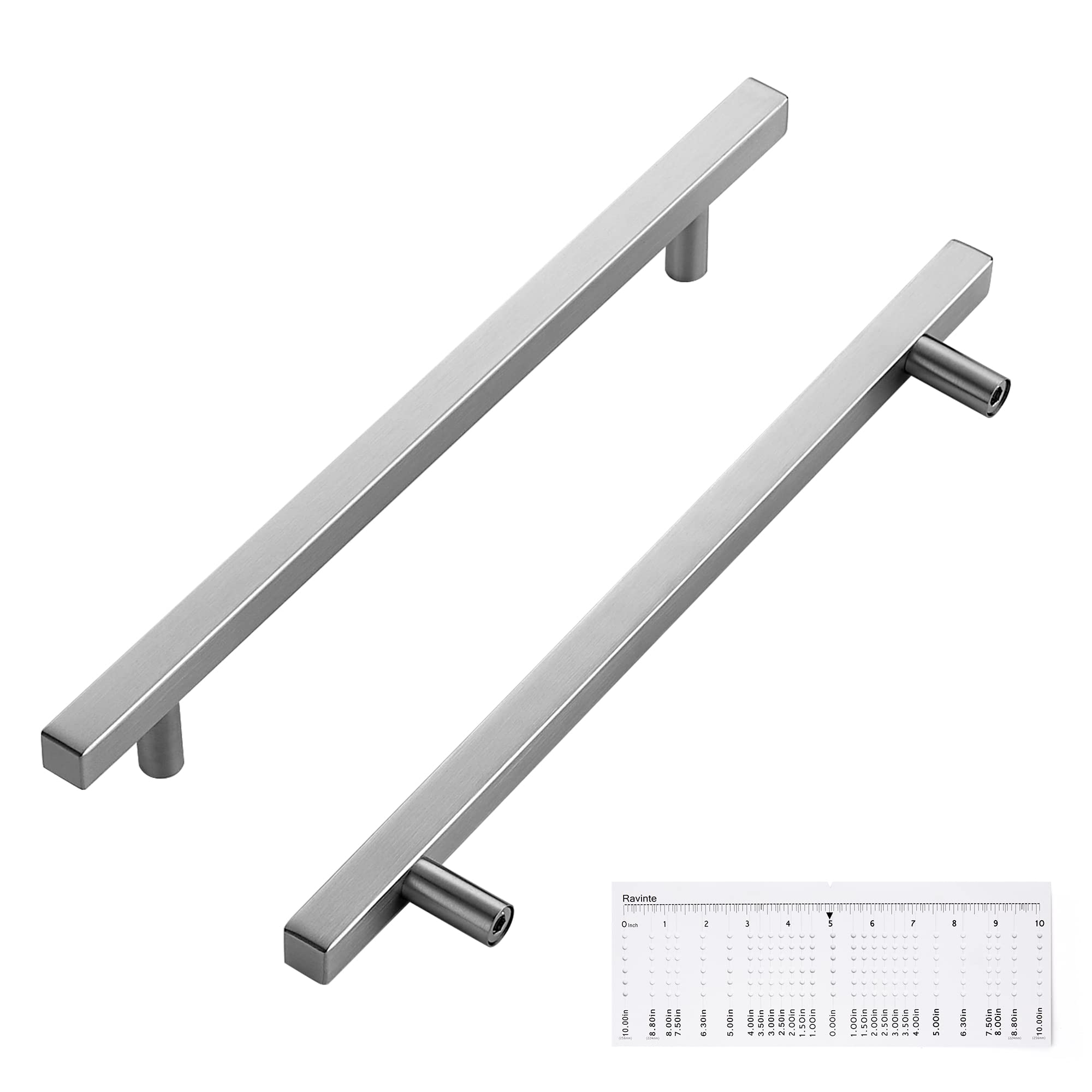 Ravinte Square Cabinet Handles, 5 Pack, 7.5" Hole Centers, Brushed Nickel