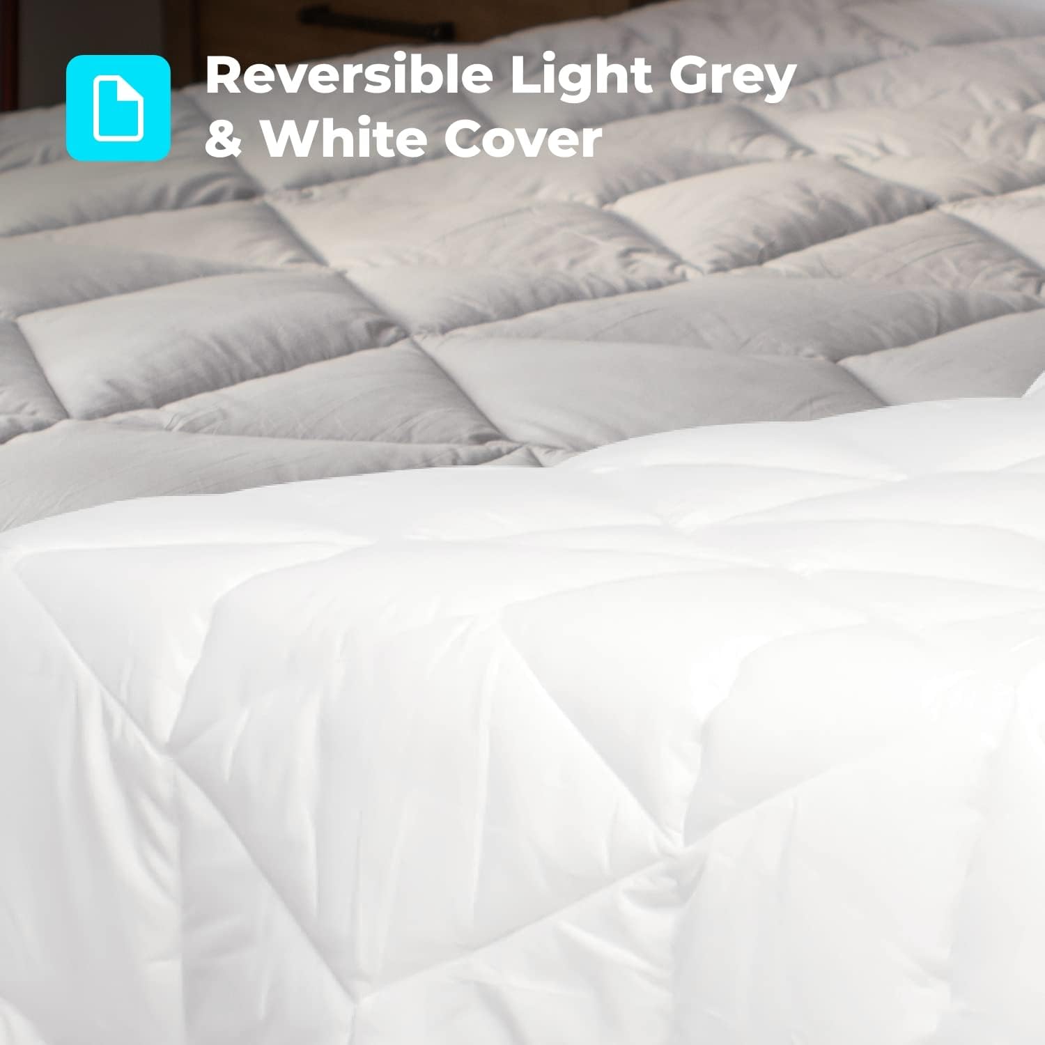 Pillow Cube The Cubit Comforter - Bed Comforter, Duvet, Bedding, Cooling Comforter, Vegan Down Fill, White & Light Grey - Twin/Twin XL