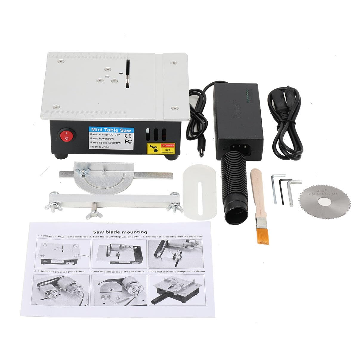 Mini Tischkreissäge | Präzisions Tischsäge, 96W Tischkreissägen Mit 7-Gang-Netzteil Einstellbarer, Multifunktionale Table Saw 5000 U/Min Für DIY-Holzbearbeitungsprojekte