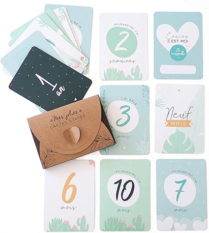 Cartes Etapes Bleu Lot De 16 Cartes De La Naissance A 1 An Cartes