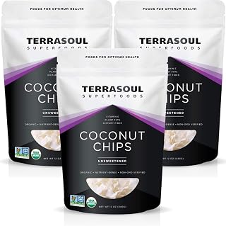 Terrasoul Superfoods Organic Raw Coconut Chips Unsweetened Crispy Snack 2.25 Lbs 3 Pack Gluten-Free Vegan