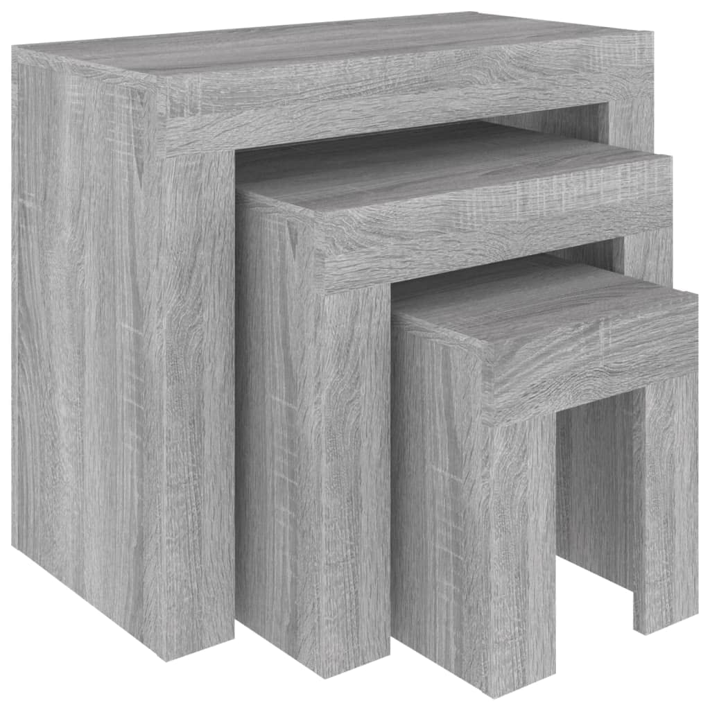 vidaXL Tables Basses Gigognes 3 pcs Tables d'Appoint Bouts de Canapé Meubles de Salon Salle de Séjour Intérieur Sonoma Gris Bois d'Ingénierie