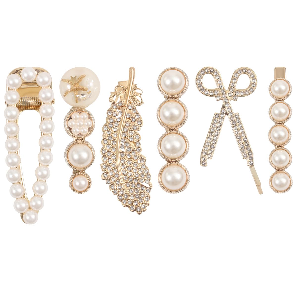Mecool 6 Pcs Artificial Pearls Hair Claw Clips for Women, 1 count (Pack of 6)