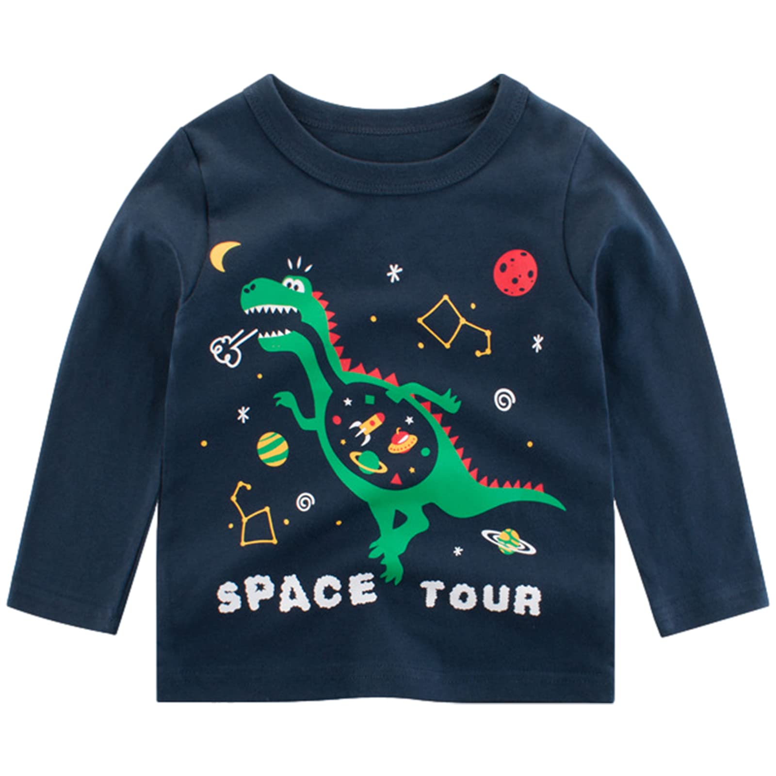 amropi Dinosaurio T-Shirt Bebé Niños Pack de 3 Camiseta de Manga Larga Algodón Tops para 1-8 Años