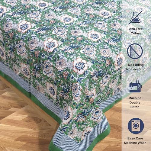 Image of TOAI Hand Block Printed Bedsheet | Bed Sheet Flatsheet| Pure Cotton | Single Bed Size 60 inchx90 inch | 300 TC Long Staple Cotton | 1 Reversible Pillow Cover |Messy Garden