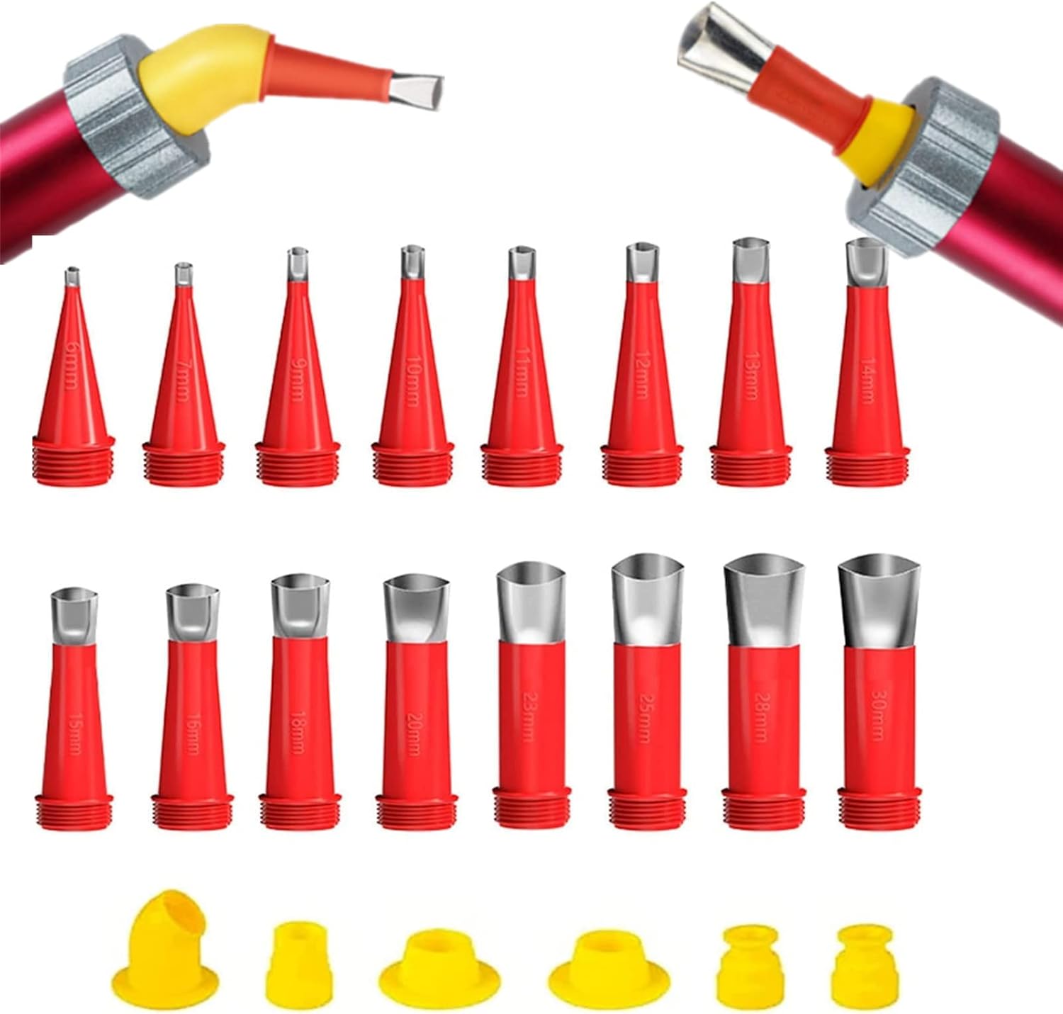 20PCS Silicone Nozzle Kit, Universal Integrated Rubber Nozzle Tool Kit