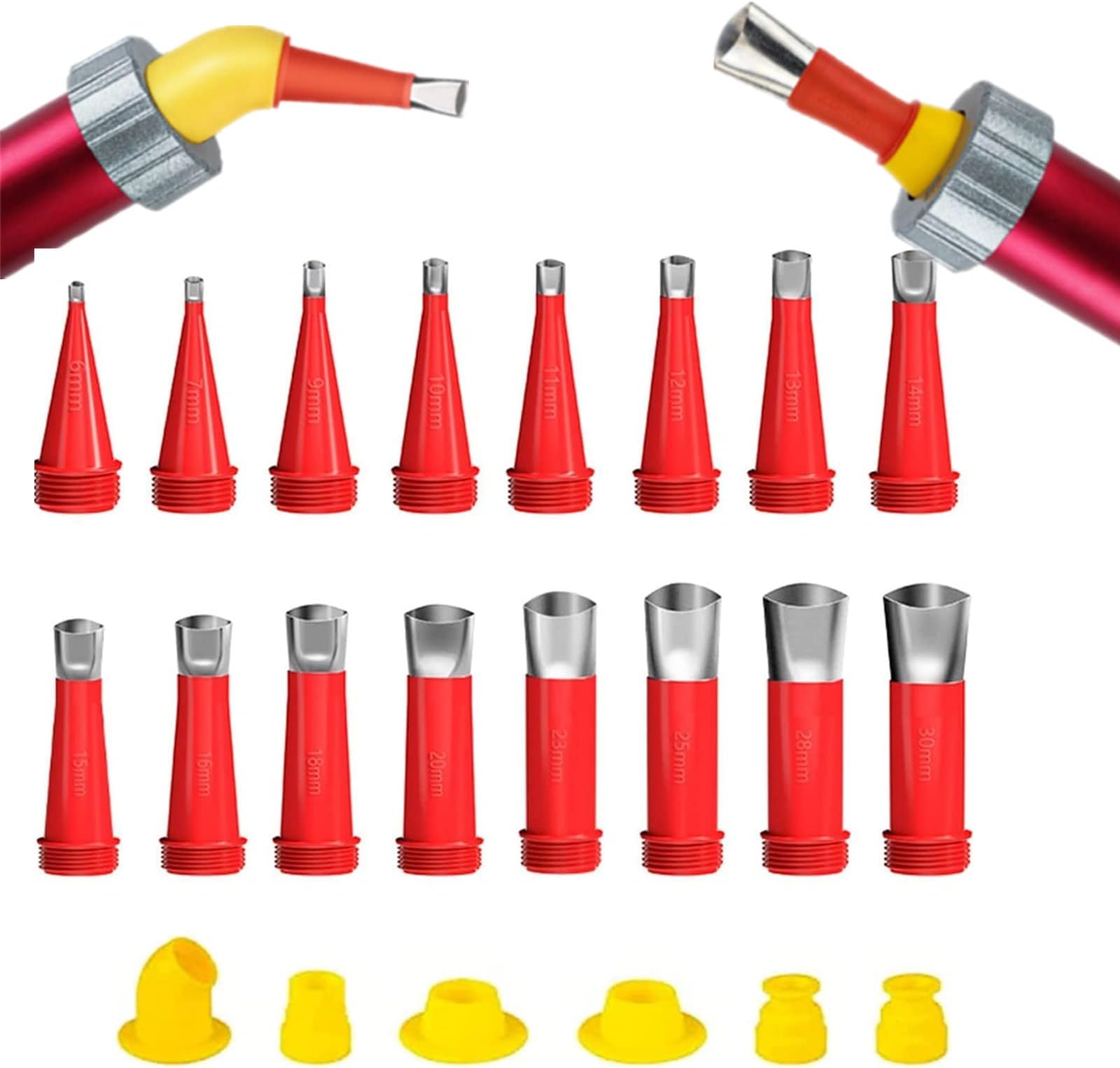 20PCS Silicone Nozzle Kit, Universal Integrated Rubber Nozzle Tool Kit, Reusable Caulking Caulk Nozzle Applicator Finisher, Glue Silicone Sealant Finishing Tool for Kitchen Bathroom Brick Joint