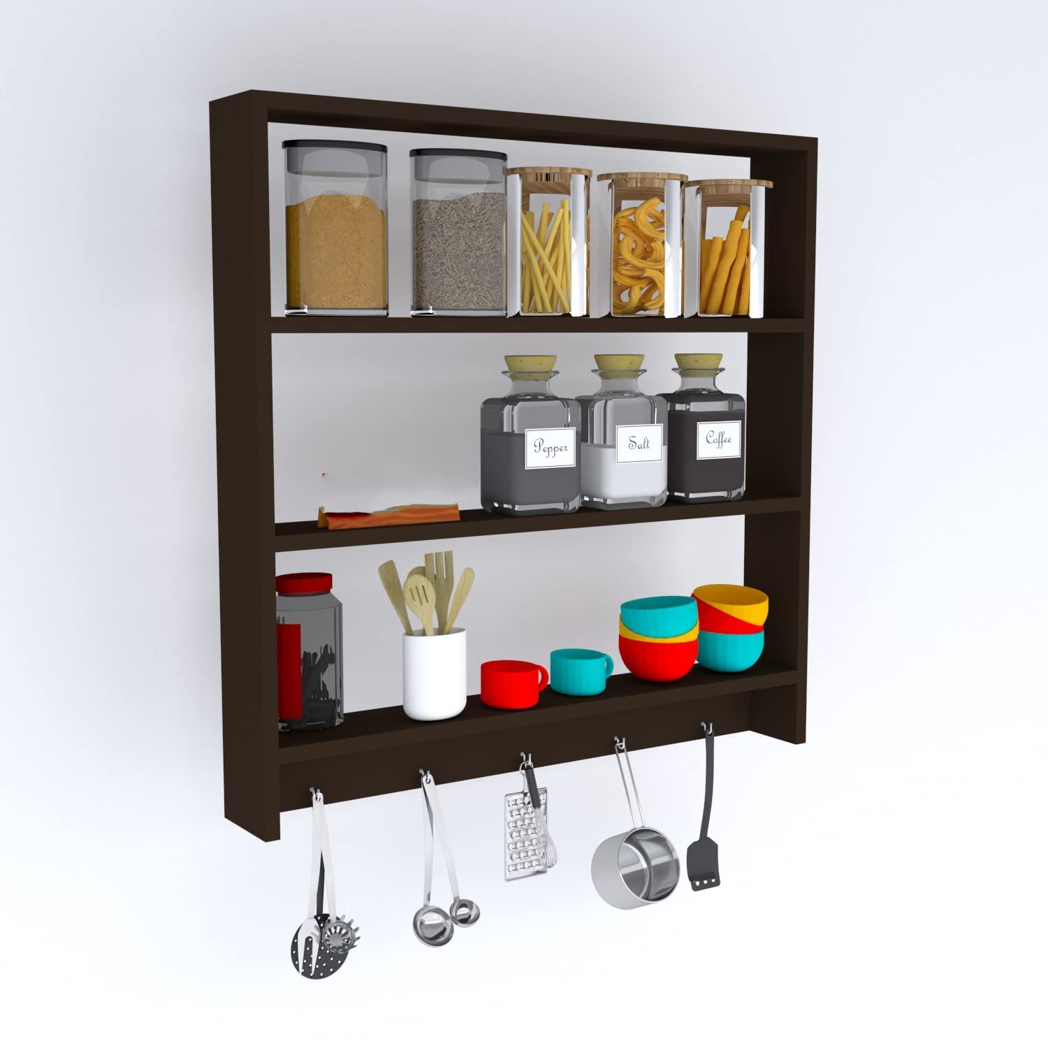 ROYAL STORE Multipurpose Wooden Kitchen Wall Shelf/Wooden Wall Mounted