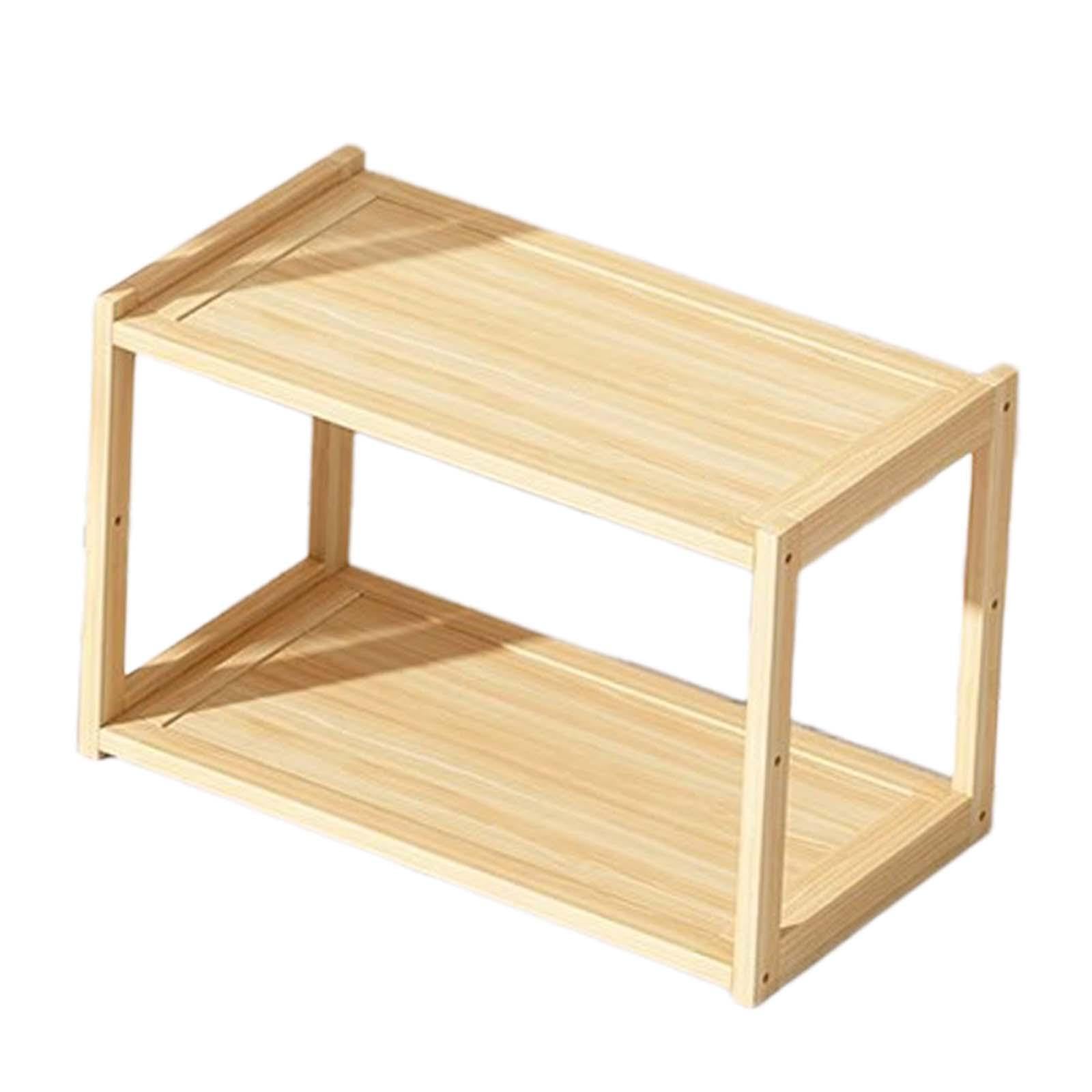 TUXCAXI Refined Tabletop Display Shelves Counter Living Room Home Helps Distinct Visual Appeal While Organizing Items Desktop Bookshelf Seasoning Rack Standing Kitchen, Beige, 2 Layer
