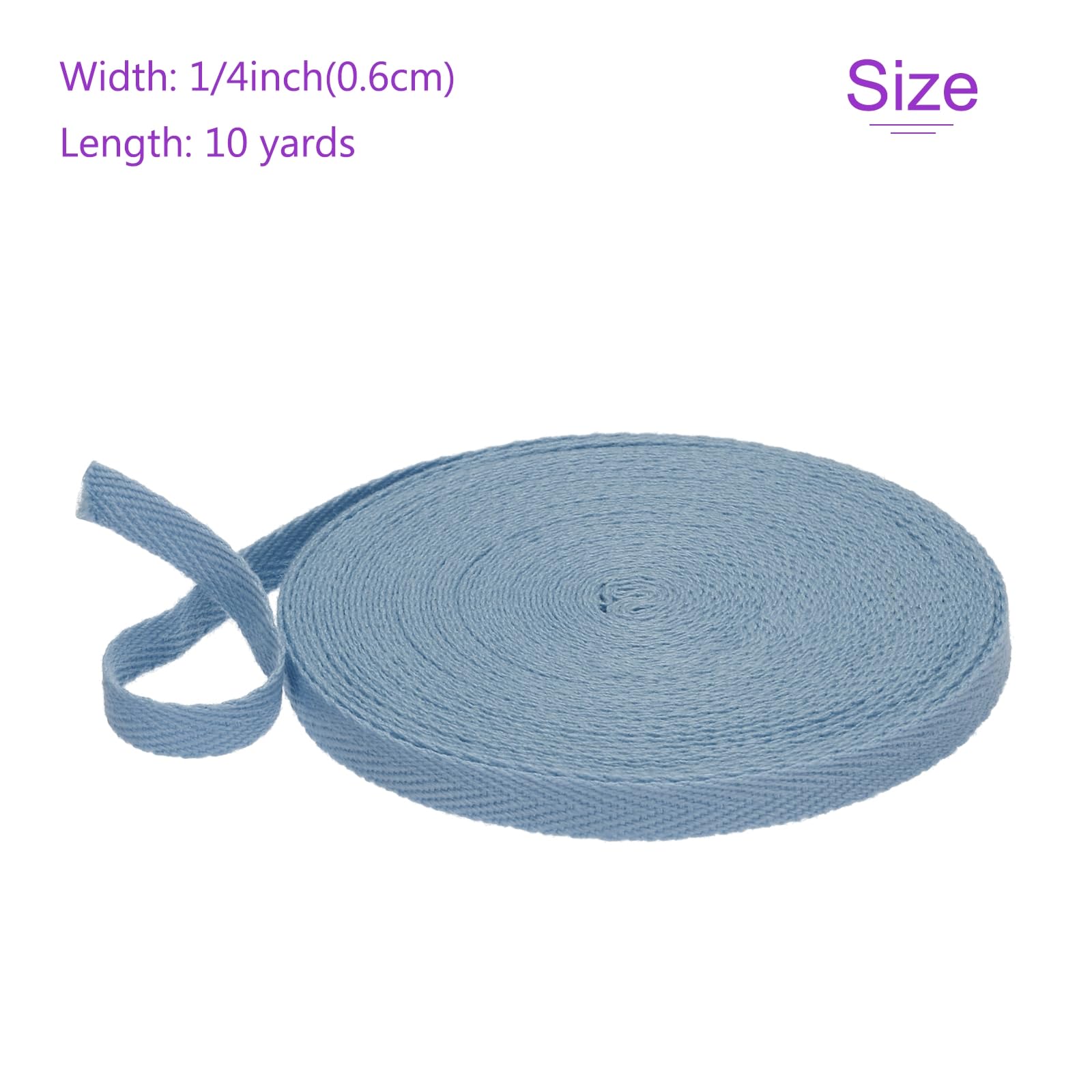 DMiotech 1/4"(0.6cm) 10 Yards Cotton Twill Tape Cotton Ribbons Bias Binding Tape Herringbone Tape Ribbons Steel Blue for DIY Crafts Clothes - Image 3
