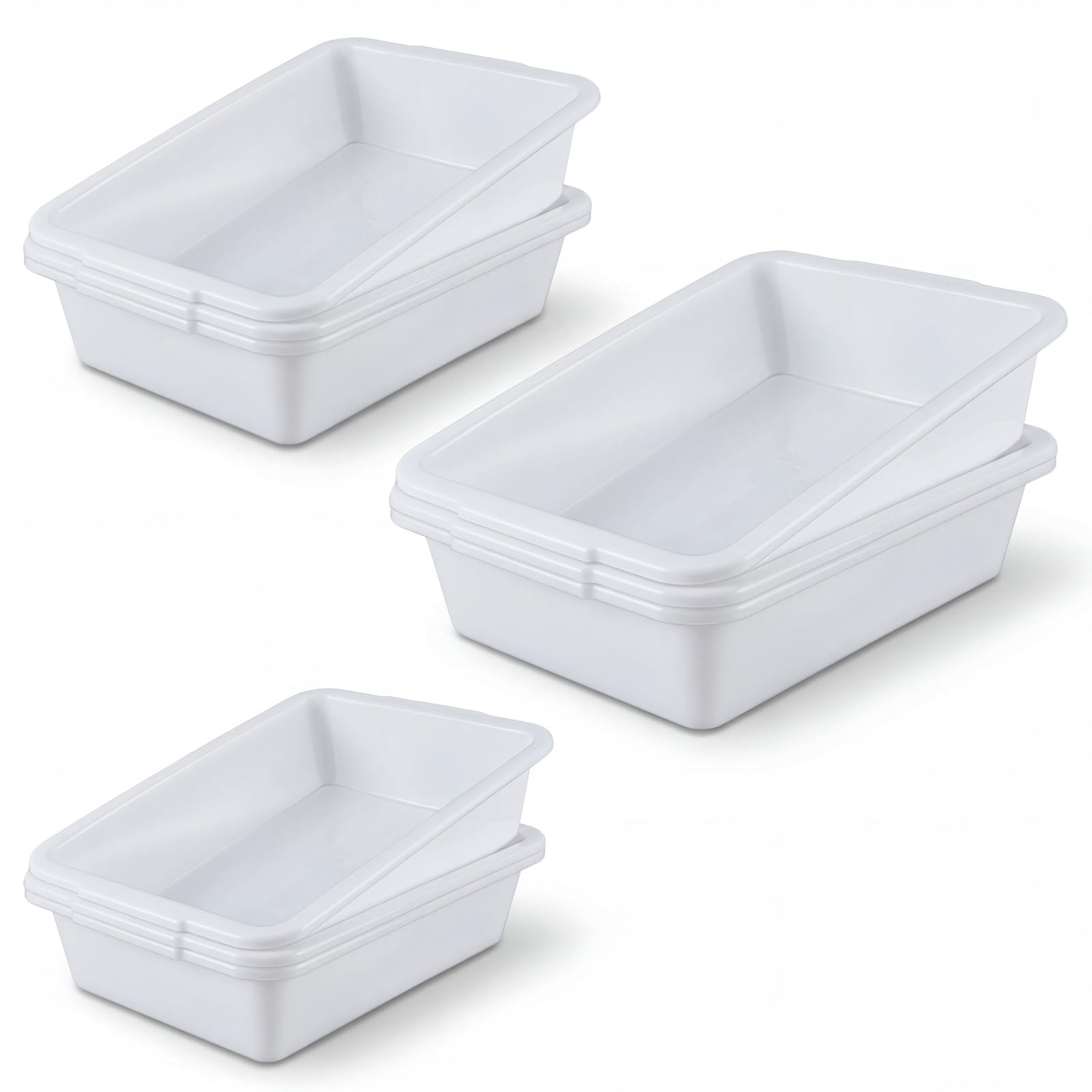 Remerry Paquete de 9 bandejas de contención de polipropileno, 3 tamaños (S/M/L), bandeja de laboratorio rectangular para esterilizar suministros de laboratorio, plástico duradero y resistente a la