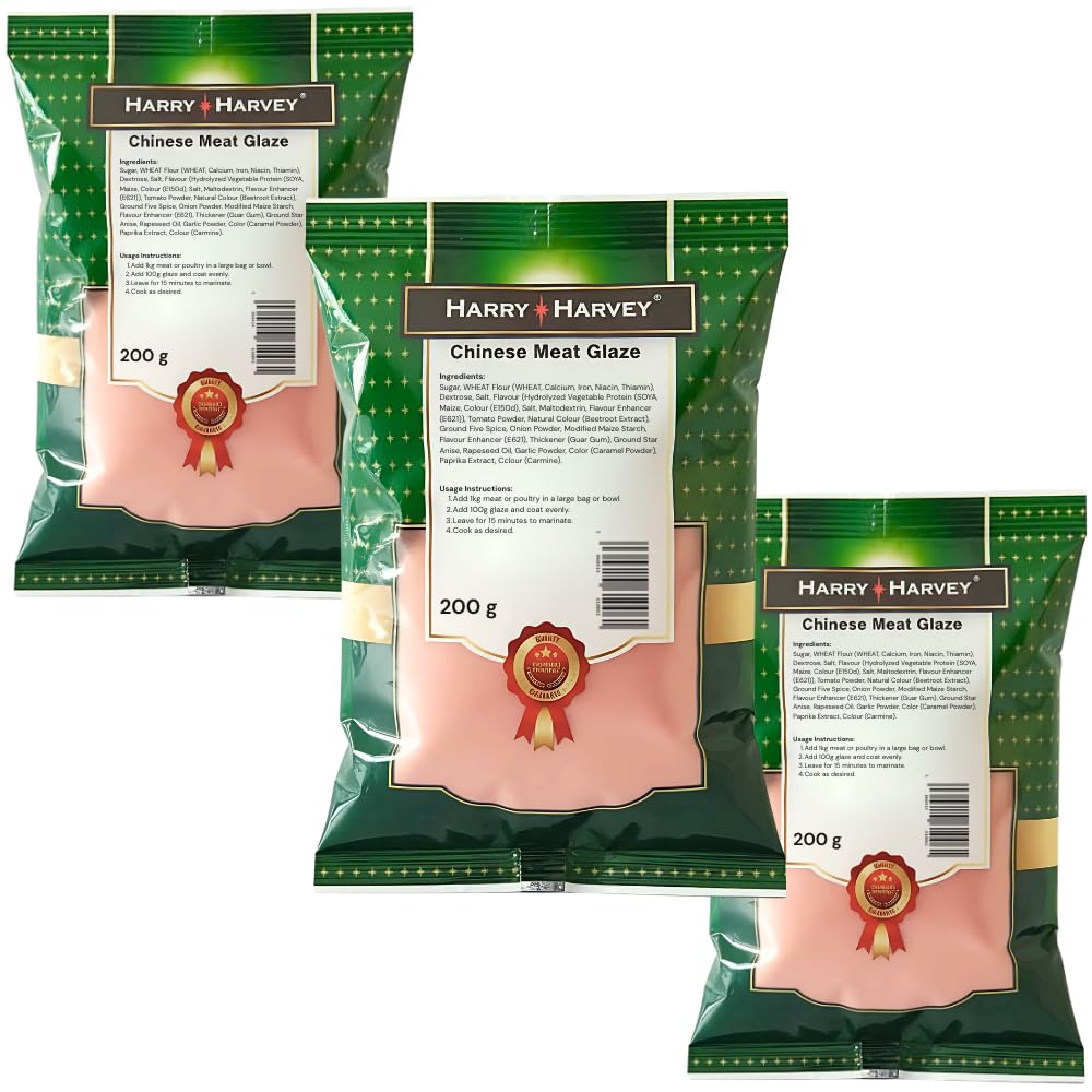 Chinese Meat Glaze 200g (Pack of 3) | Spice Seasoning & Marinade for Chicken, Pork, Beef, Lamb & Fish | Authentic Takeaway Style Ribs & Char Siu Flavour | Butchers BBQ Rub & Cooking
