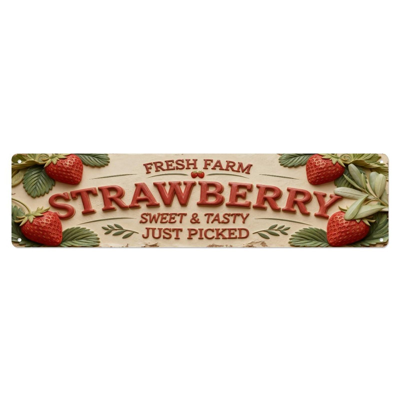 Iageret Vintage Fresh Farm Strawberry Sweet Tasty Just Picked Metal Tin Sign Retro Wall Decor, Bar Garage Cafe Kitchen Home Wall Art Poster Decoration 4X16inches