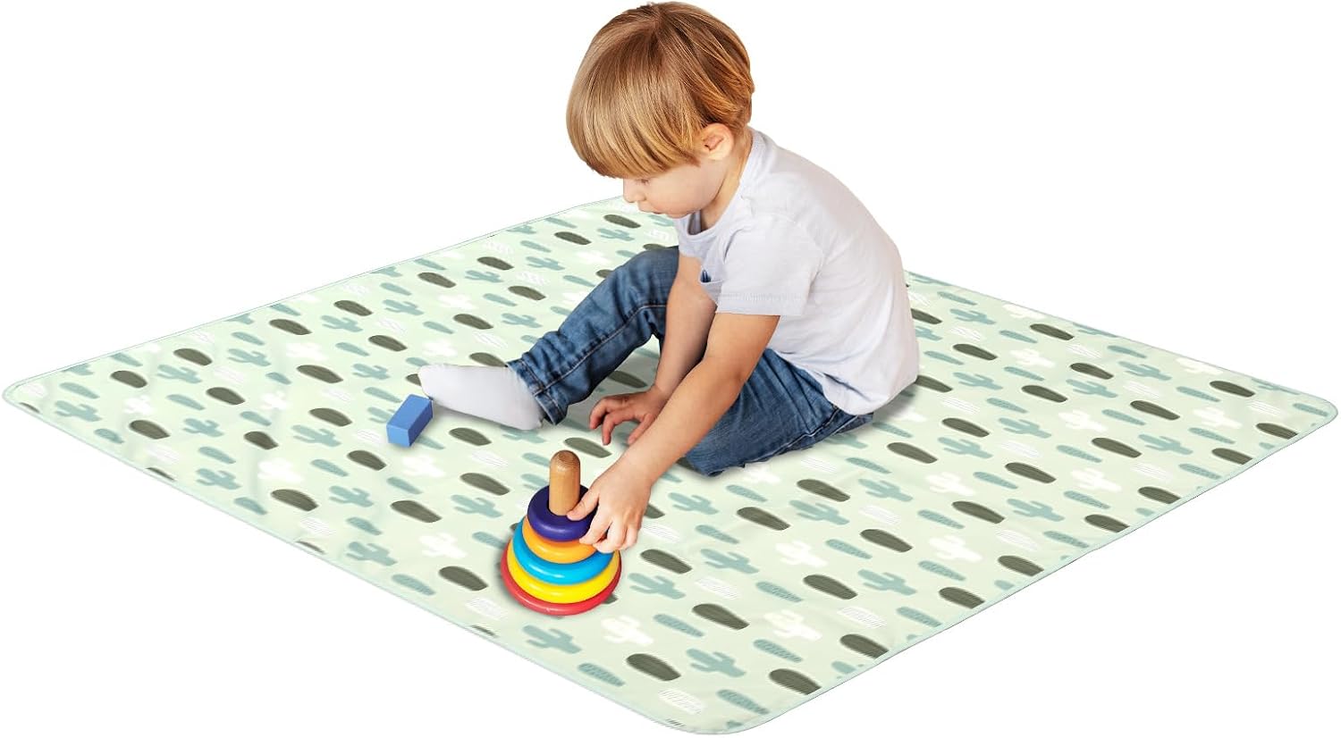 Polyester Food Splash Chair Mat Waterproof Under High Chair Mat Non Slip Diary Baby Splat Pad Large Size Floor Splat Pad for Feeding(Green,110 * 110cm)
