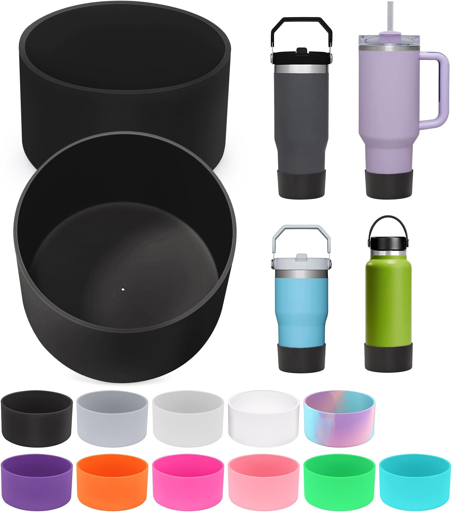 2PCS for Stanley Boot, Silicone Bottom for Stanley Cup Boot Quencher Adventure 40oz&for Hydroflask Boot 12-24oz for Stanley Tumbler Accessories for Stanley Cup Accessories Avoid Scratches&Noise