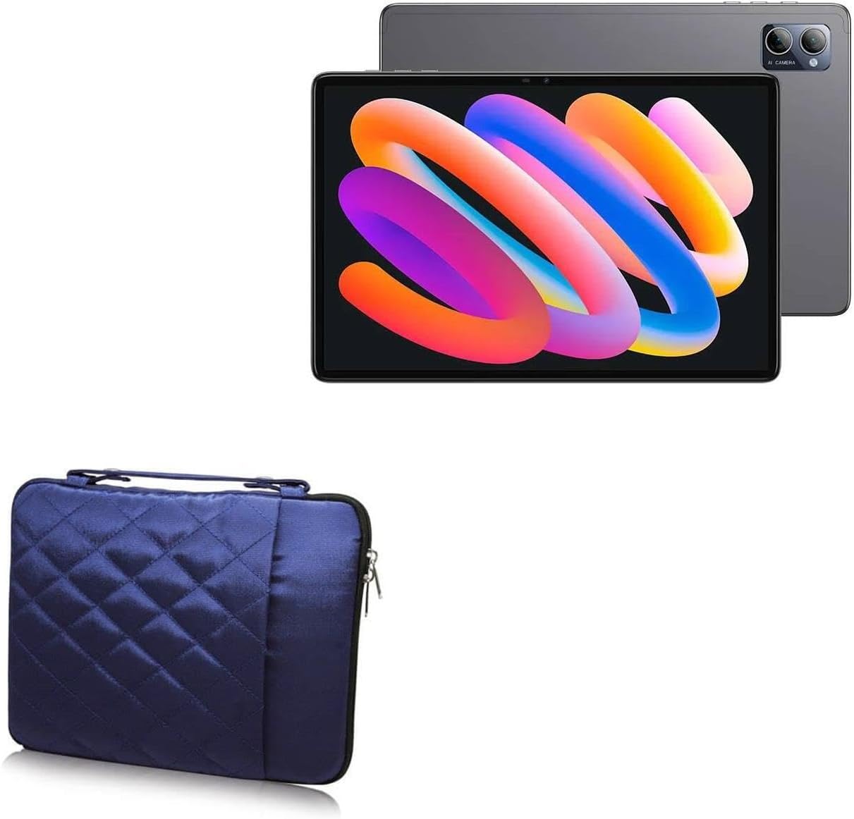 BoxWave Case Compatible with N-one NPadQ - Quilted Carrying Bag, Soft Synthetic Leather Cover w/Diamond Design - Navy