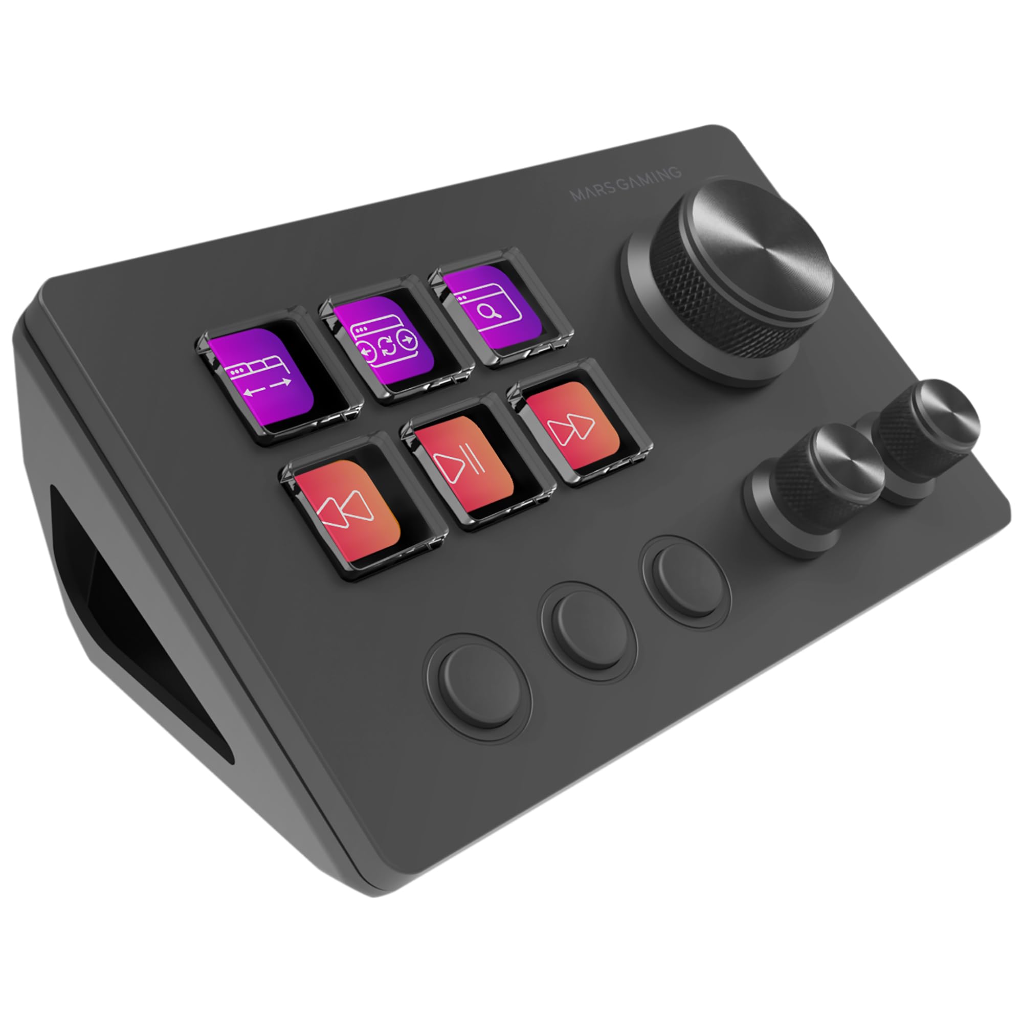 Mars Gaming MSD-TWO Control Deck Compatto 6 Tasti LCD Personalizzabili 3 Manopole Multifunzionali Nero