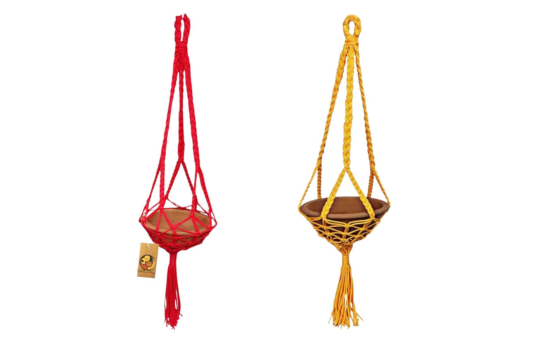 Foodie Puppies Terracotta Earthen Pot for Birds - (Pack of 2) | Clay Hanging Feeder for Summers | For Home, Garden and Balcony | Heat-Proof Bath & Watering Bowl for Birds (21x21x80cm) (Color May Vary)