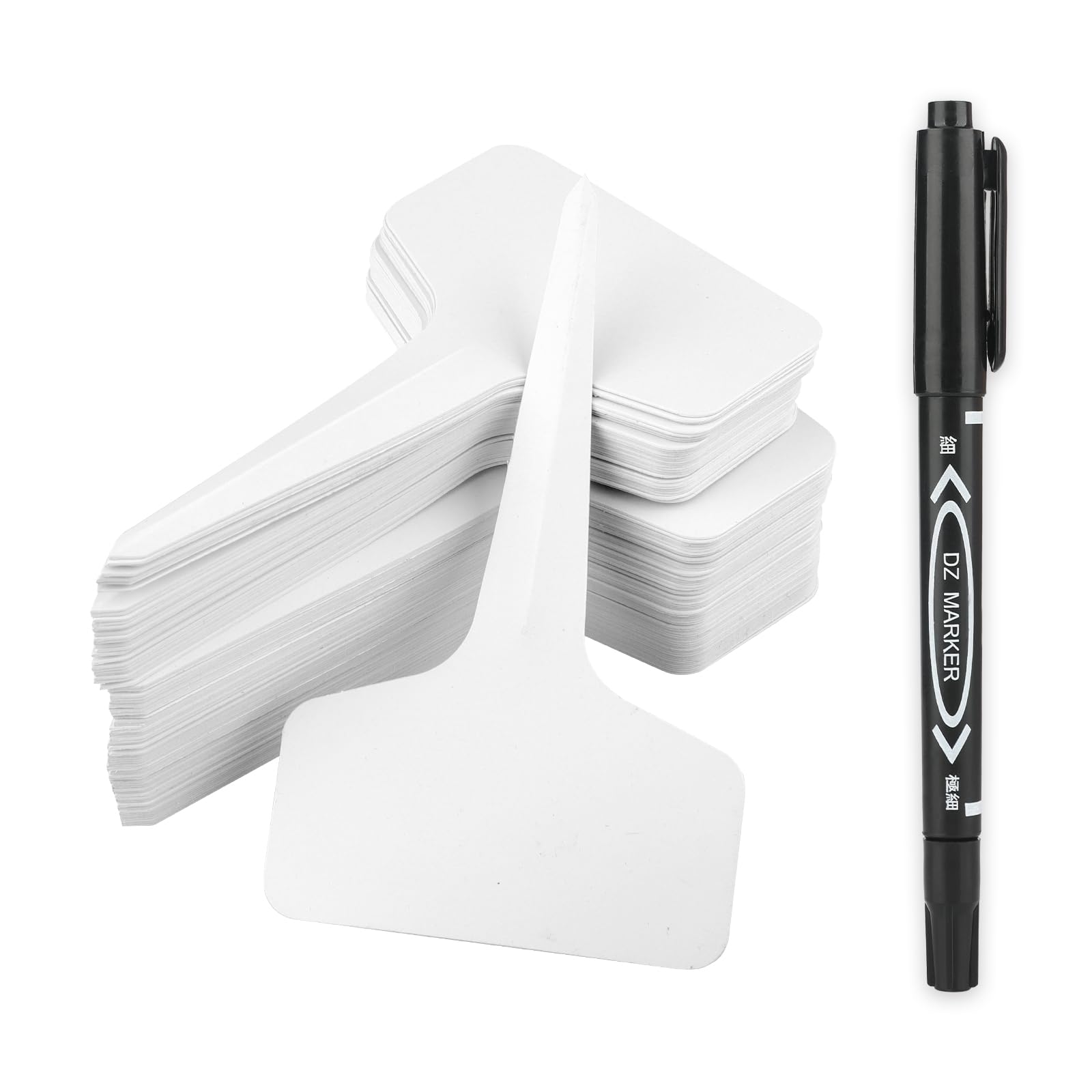 KINGLAKE Plant Labels and Pen for Outdoor Plants, Plant Markers & Labels Plastic White Garden Plant Tags for Seed, Herb, Seedling, Vegetables, Flower, Potted Plant, 6x10cm, T-Type, 50 — view 9