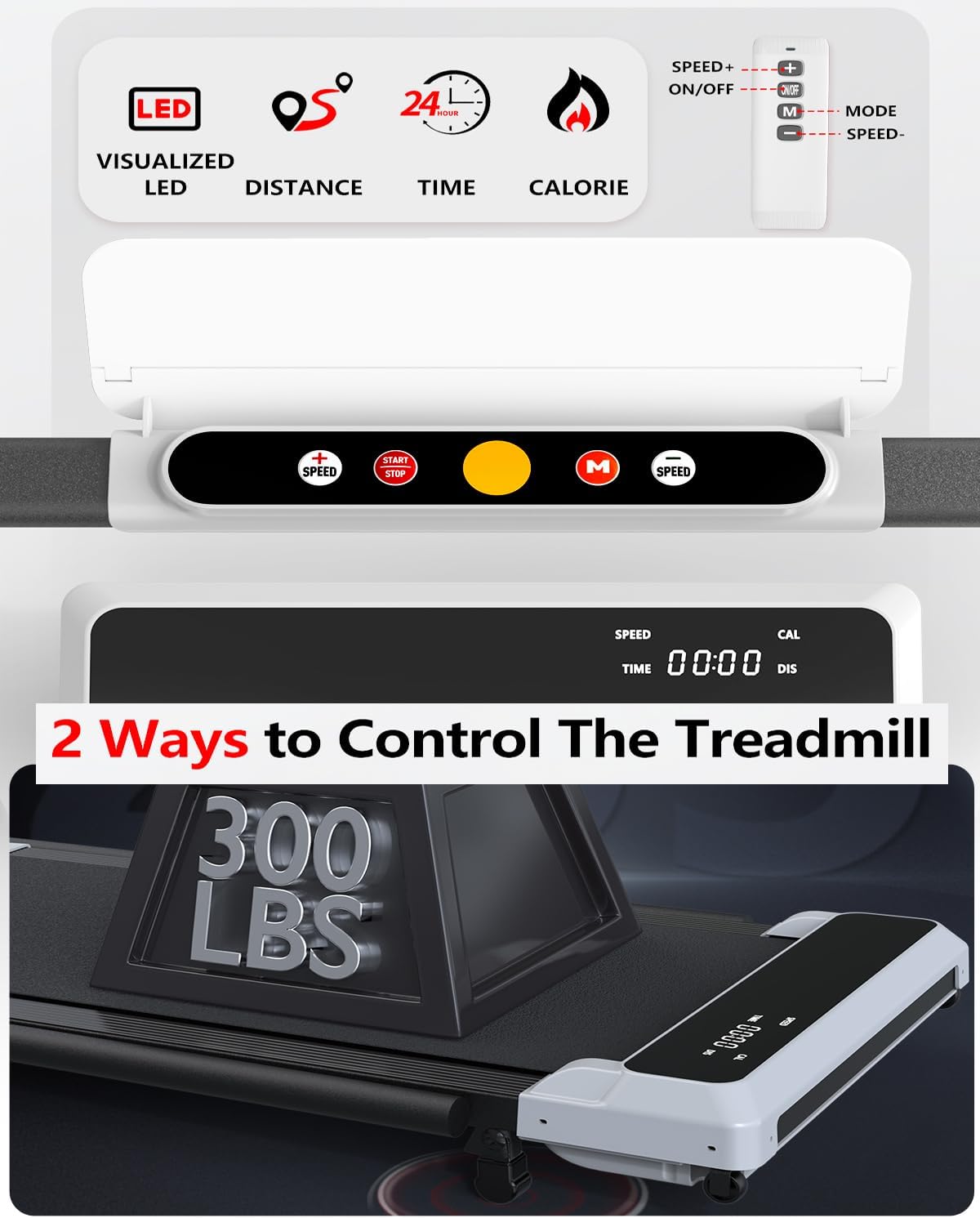 3-in-1 Walking Pad with Incline,2.5 HP Under Desk Treadmill for Home Office,265 LBS Compact Walking Treadmill with LED Display,No Assembly