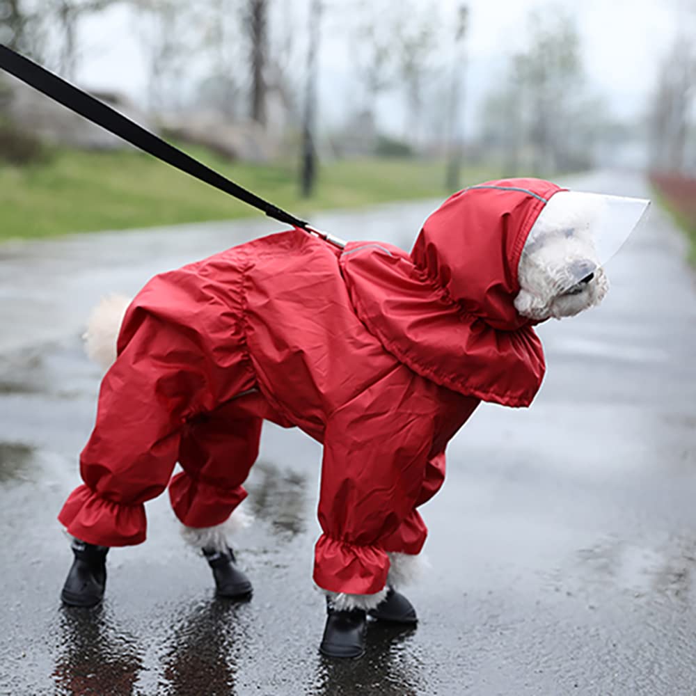 płaszcz przeciwdeszczowy dla psa, Płaszcz przeciwdeszczowy dla psa Outdoor Puppy Raincoat XS-2XL Wodoodporny płaszcz psów Kombinezon zwierząt Artykuły(Red,XS)